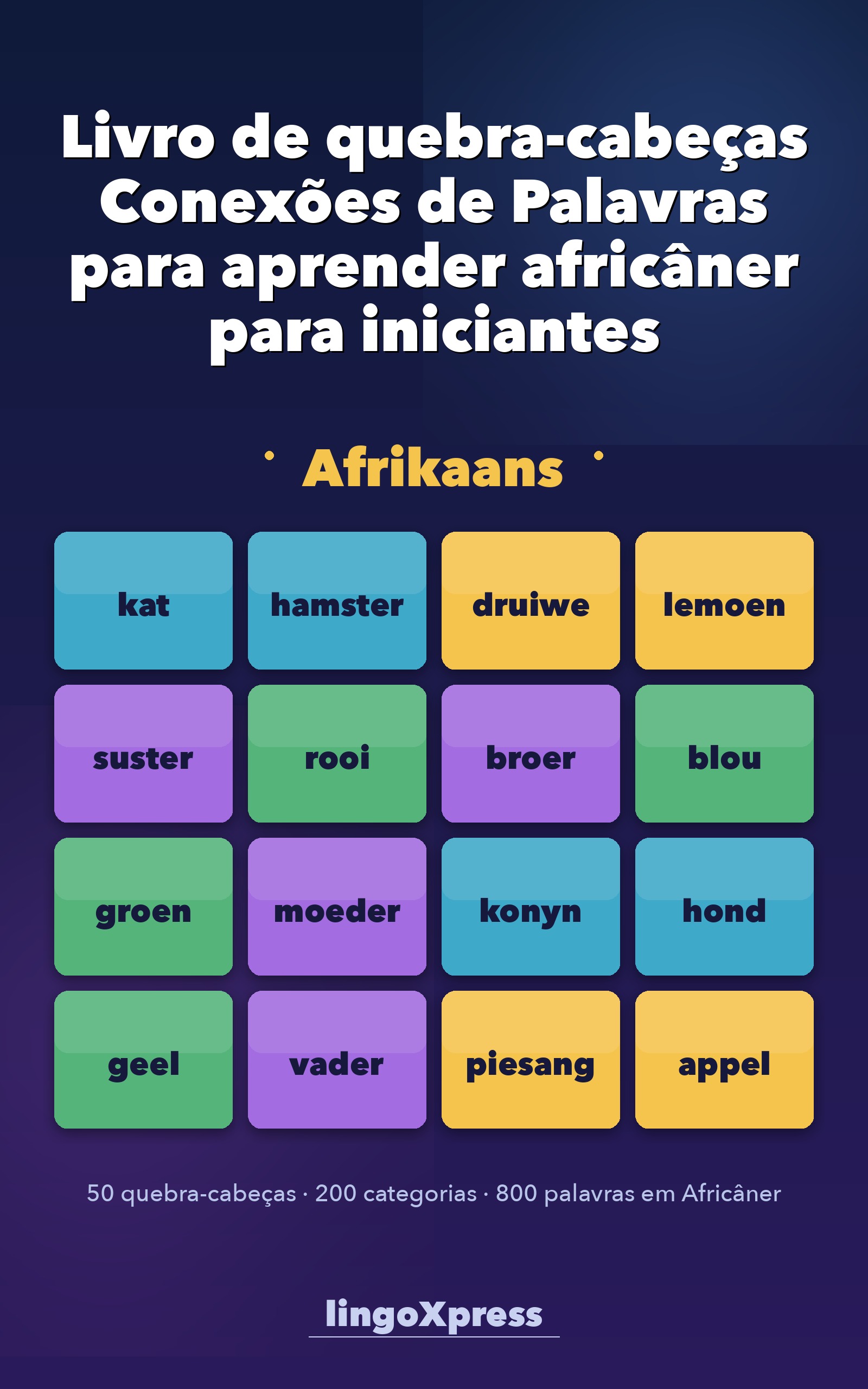 Livro de quebra-cabeças Conexões de Palavras para aprender africâner para iniciantes