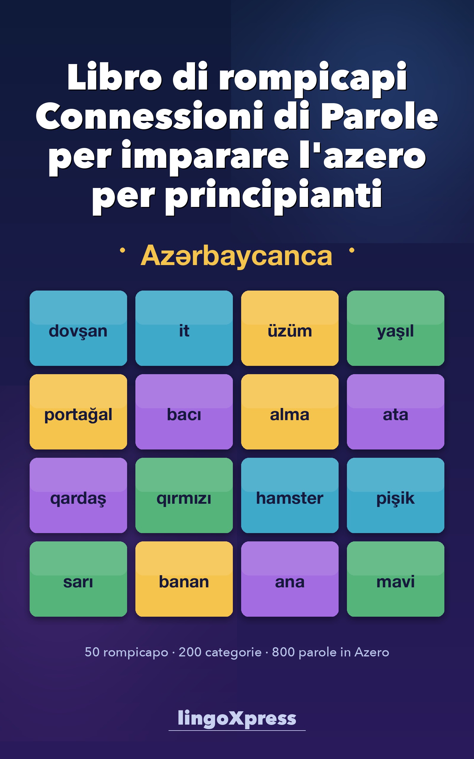 Libro di rompicapi Connessioni di Parole per imparare l'azero per principianti