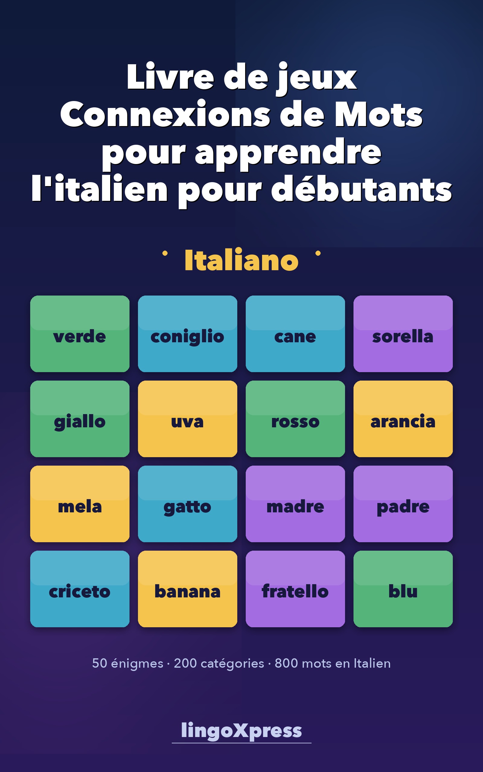 Livre de jeux Connexions de Mots pour apprendre l'italien pour débutants