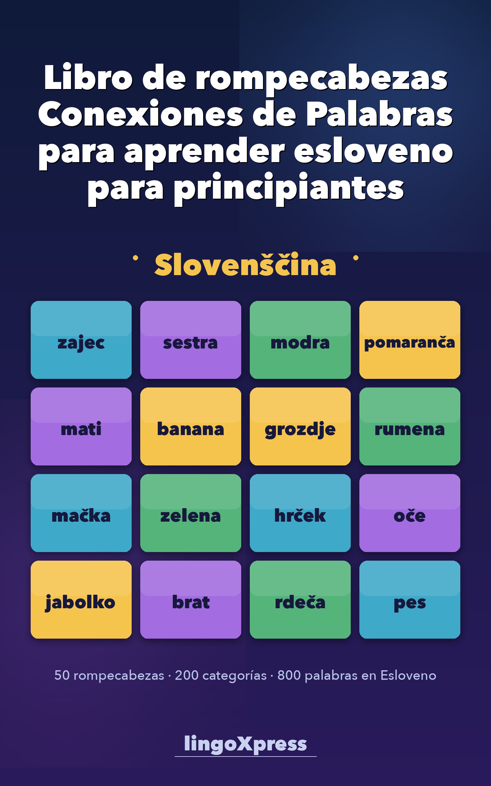 Libro de rompecabezas Conexiones de Palabras para aprender esloveno para principiantes