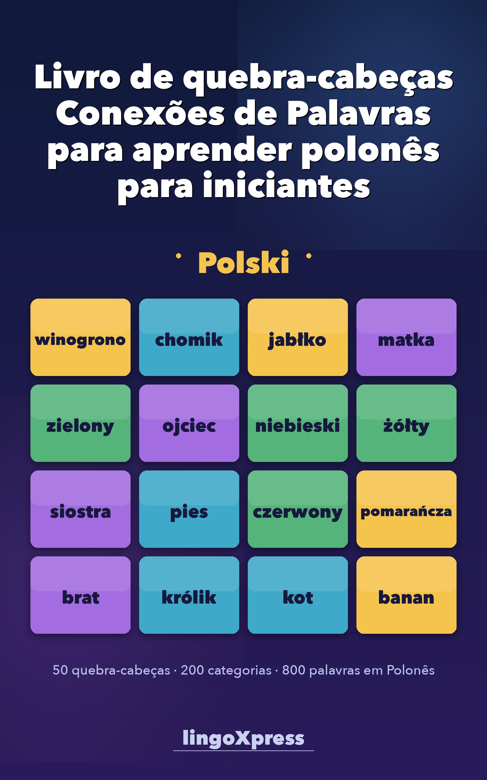 Livro de quebra-cabeças Conexões de Palavras para aprender polonês para iniciantes