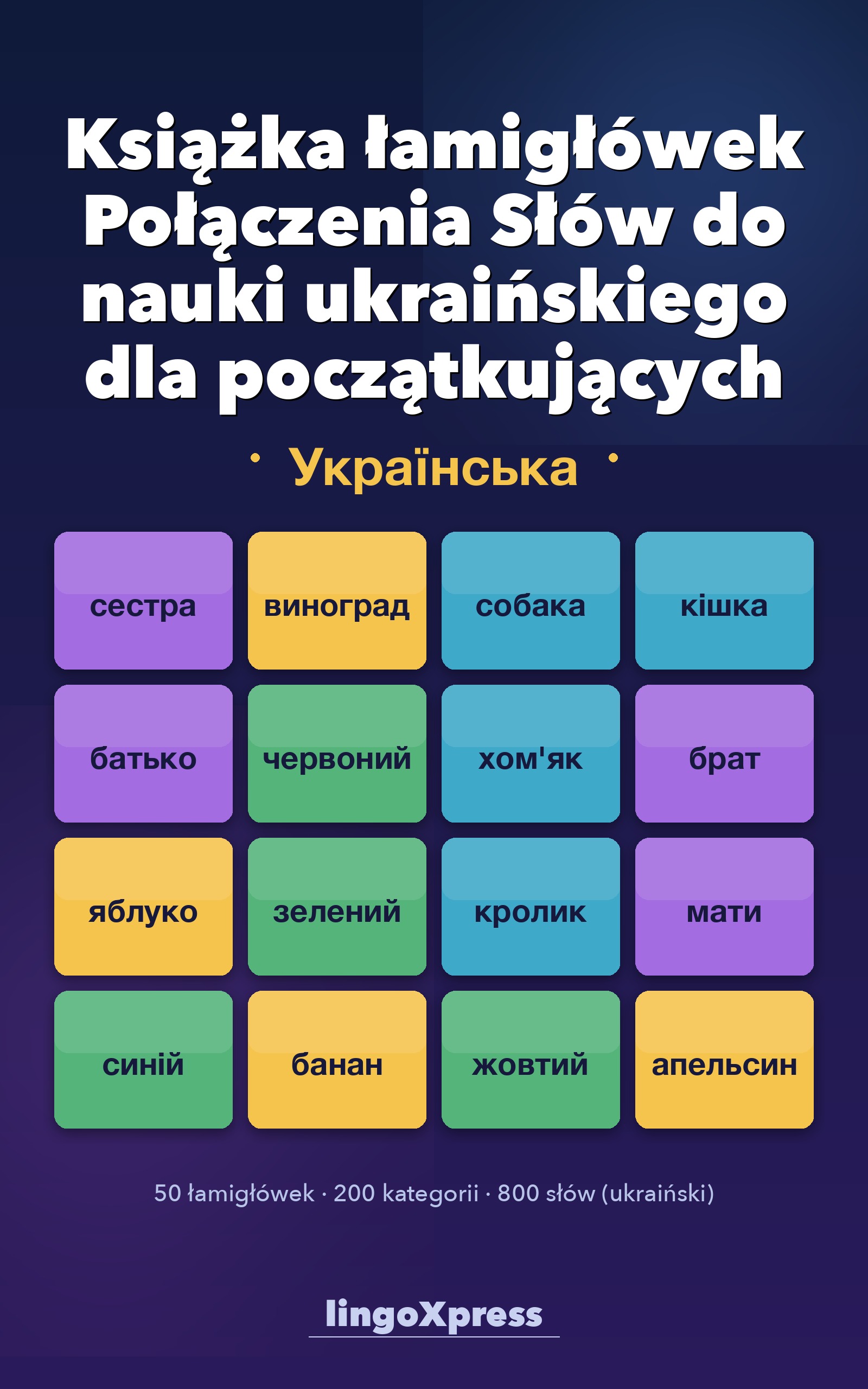 Książka łamigłówek Połączenia Słów do nauki ukraińskiego dla początkujących