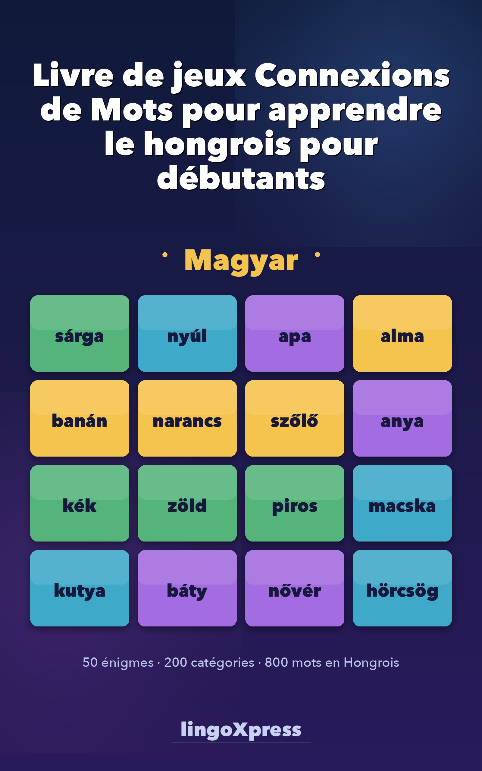 Livre de jeux Connexions de Mots pour apprendre le hongrois pour débutants