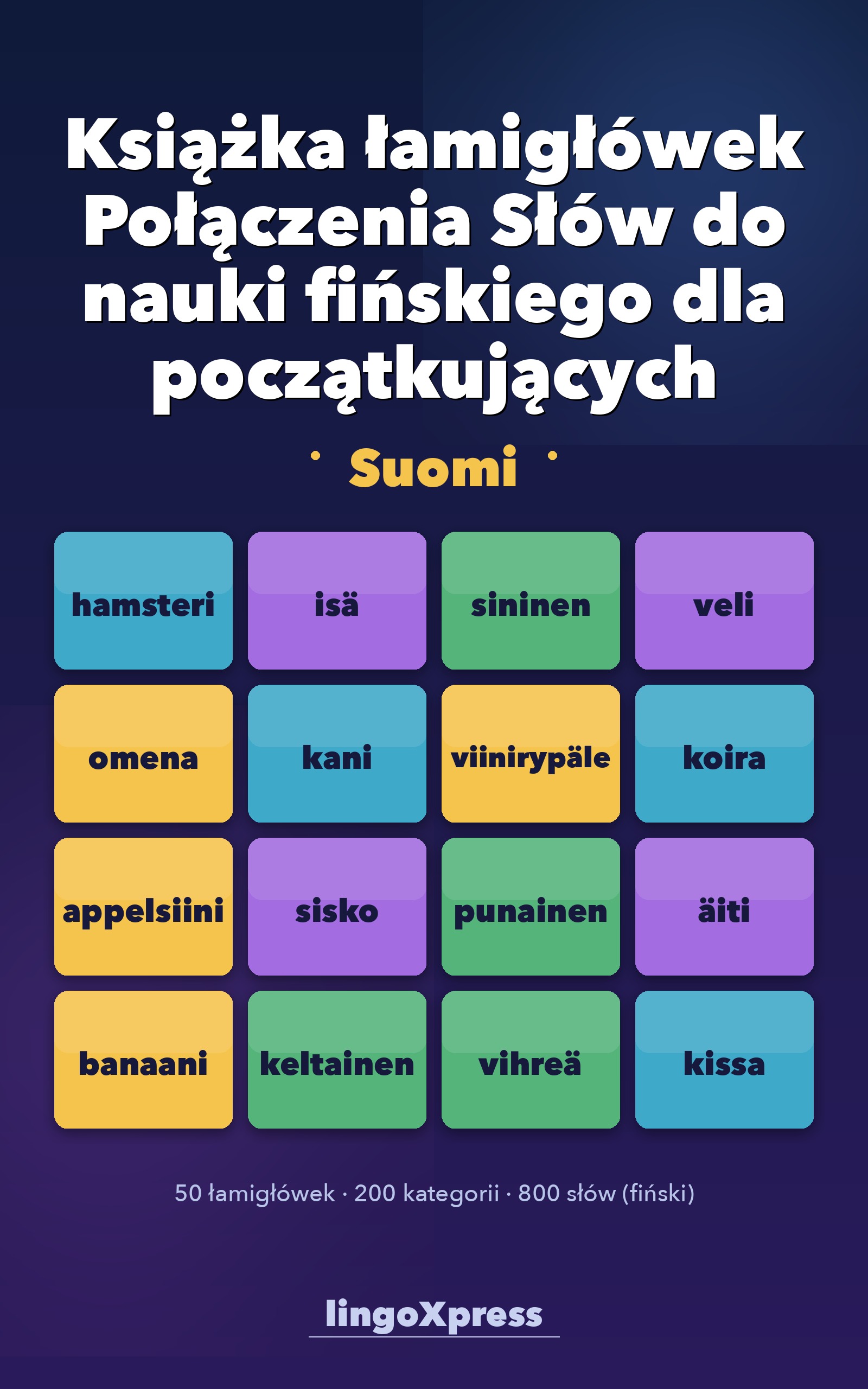 Książka łamigłówek Połączenia Słów do nauki fińskiego dla początkujących