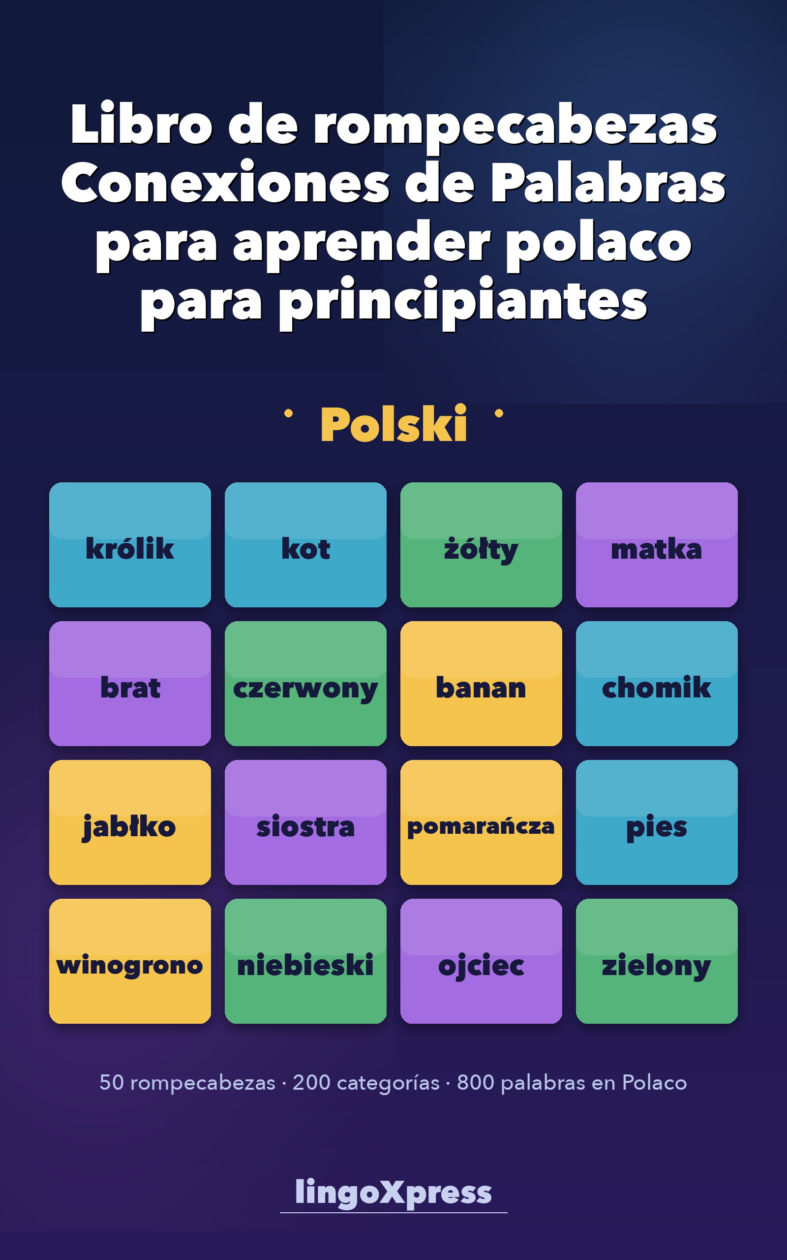 Libro de rompecabezas Conexiones de Palabras para aprender polaco para principiantes