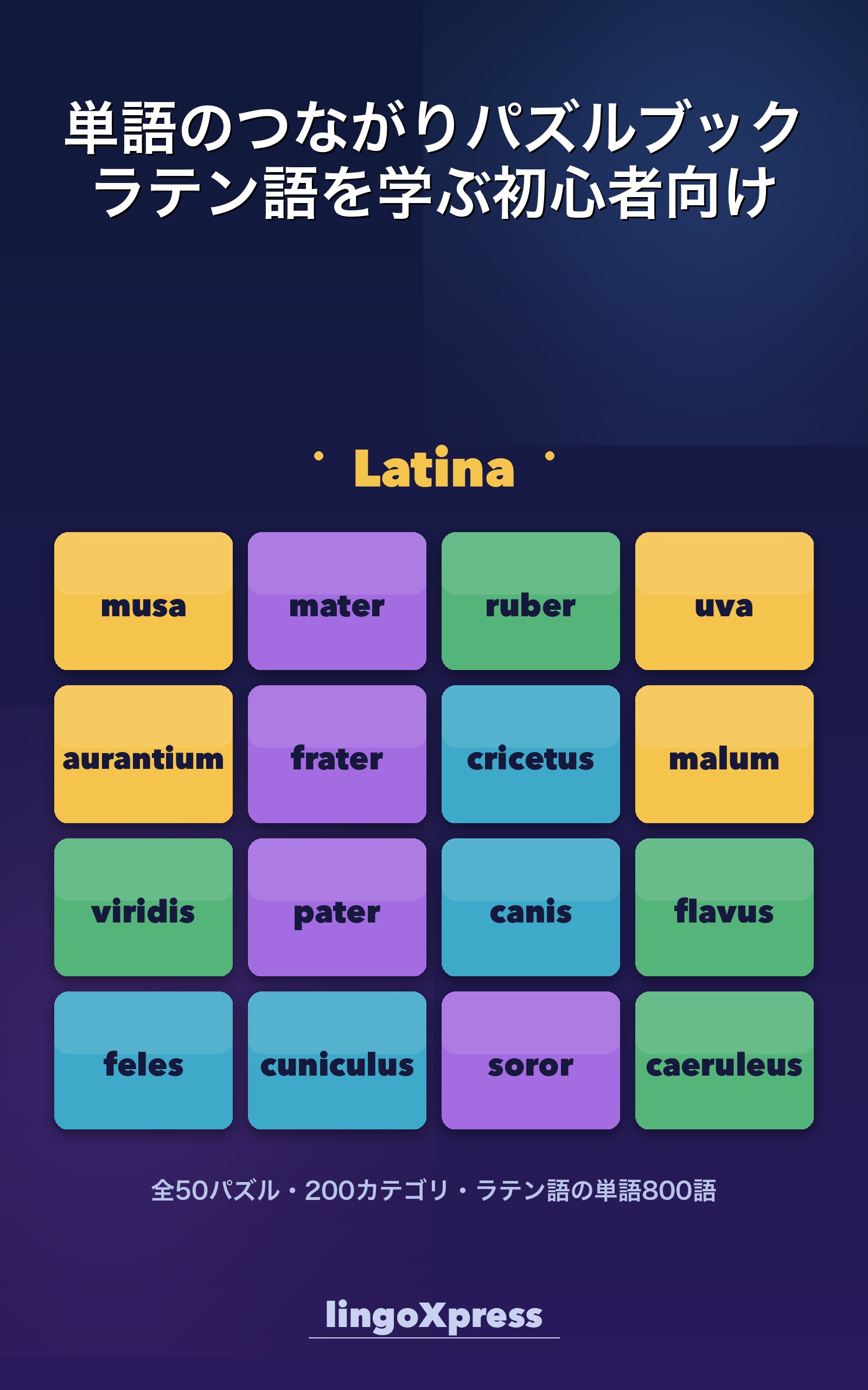 単語のつながりパズルブック ラテン語を学ぶ初心者向け