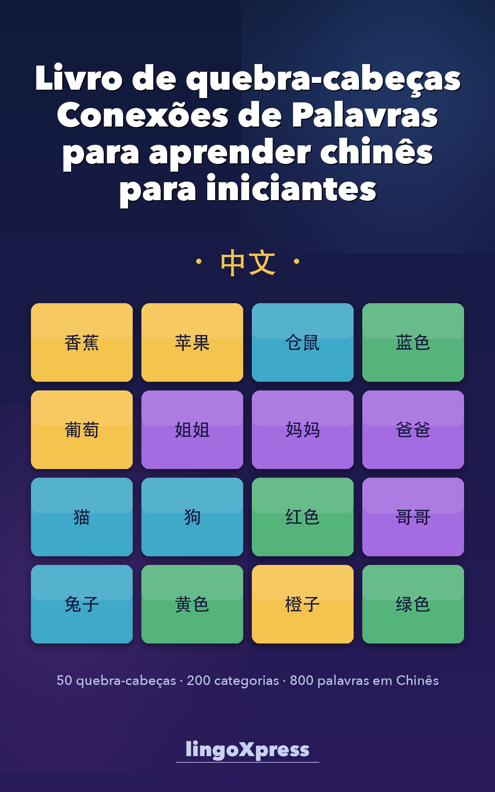 Livro de quebra-cabeças Conexões de Palavras para aprender chinês para iniciantes