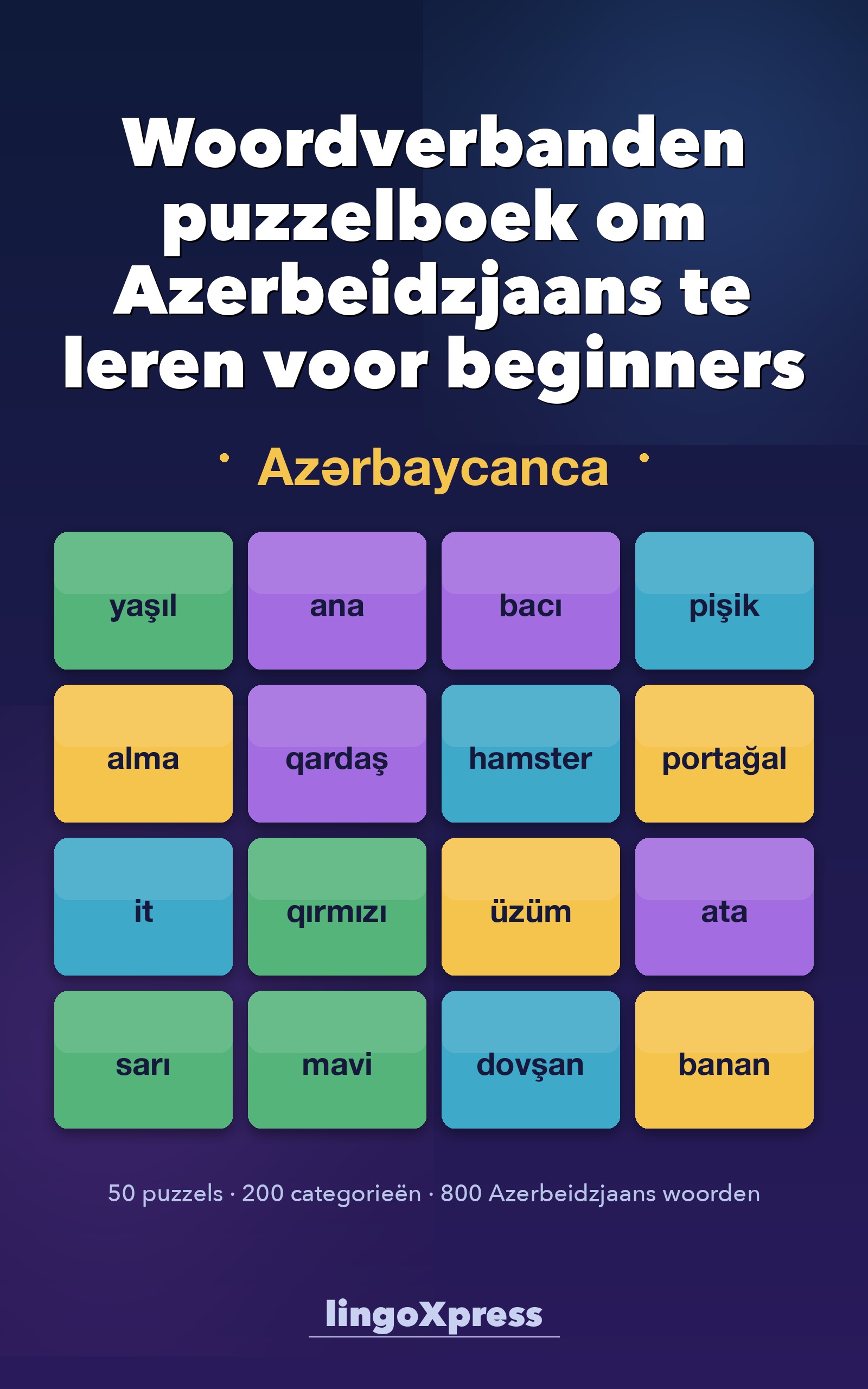 Woordverbanden puzzelboek om Azerbeidzjaans te leren voor beginners