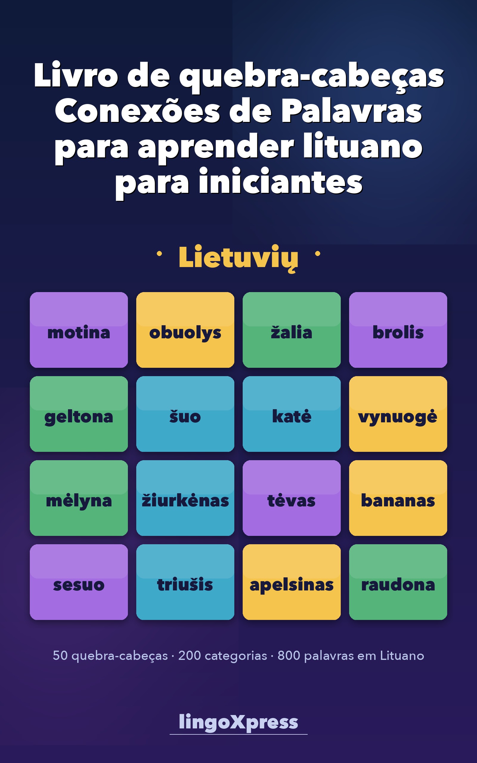 Livro de quebra-cabeças Conexões de Palavras para aprender lituano para iniciantes