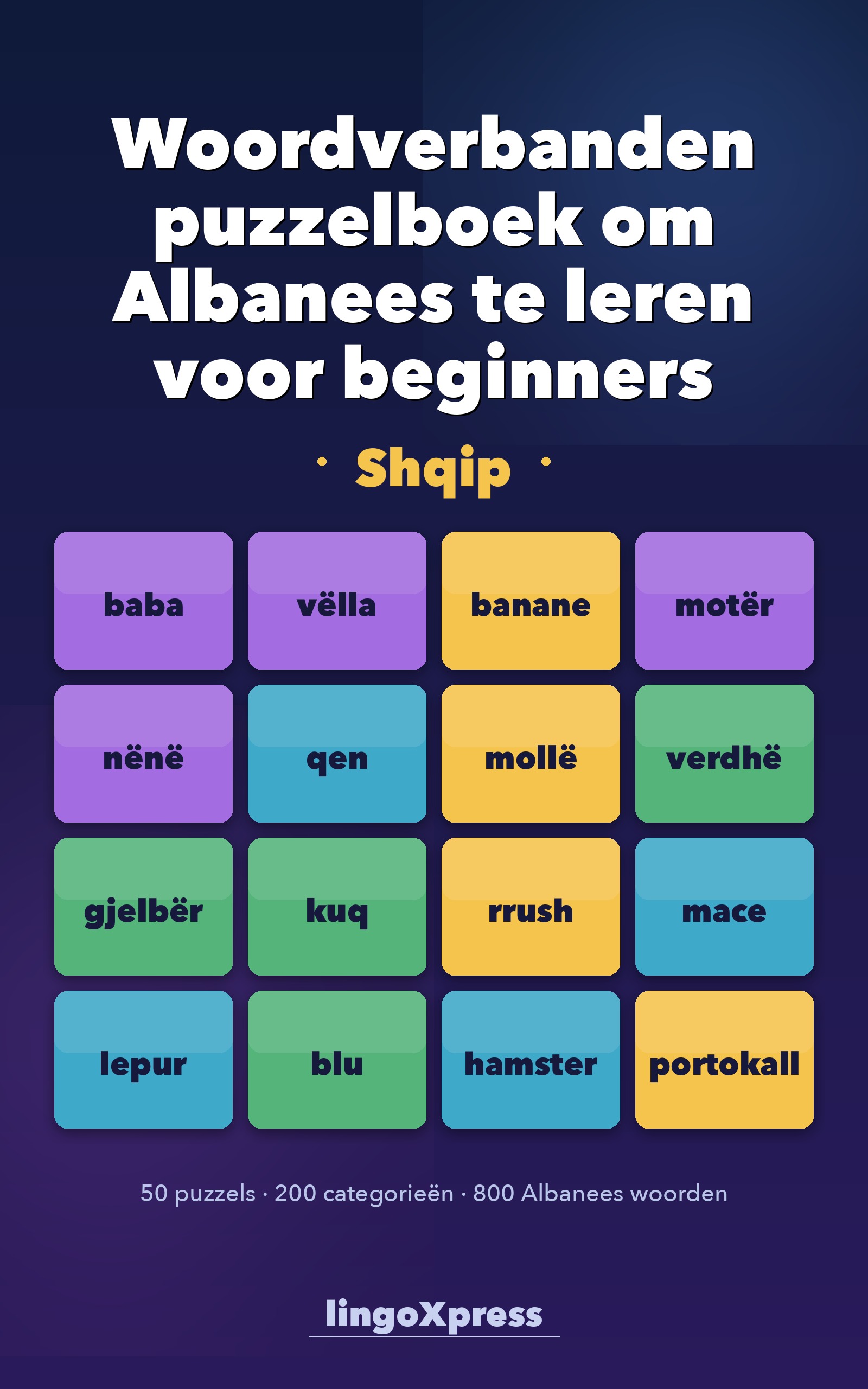 Woordverbanden puzzelboek om Albanees te leren voor beginners