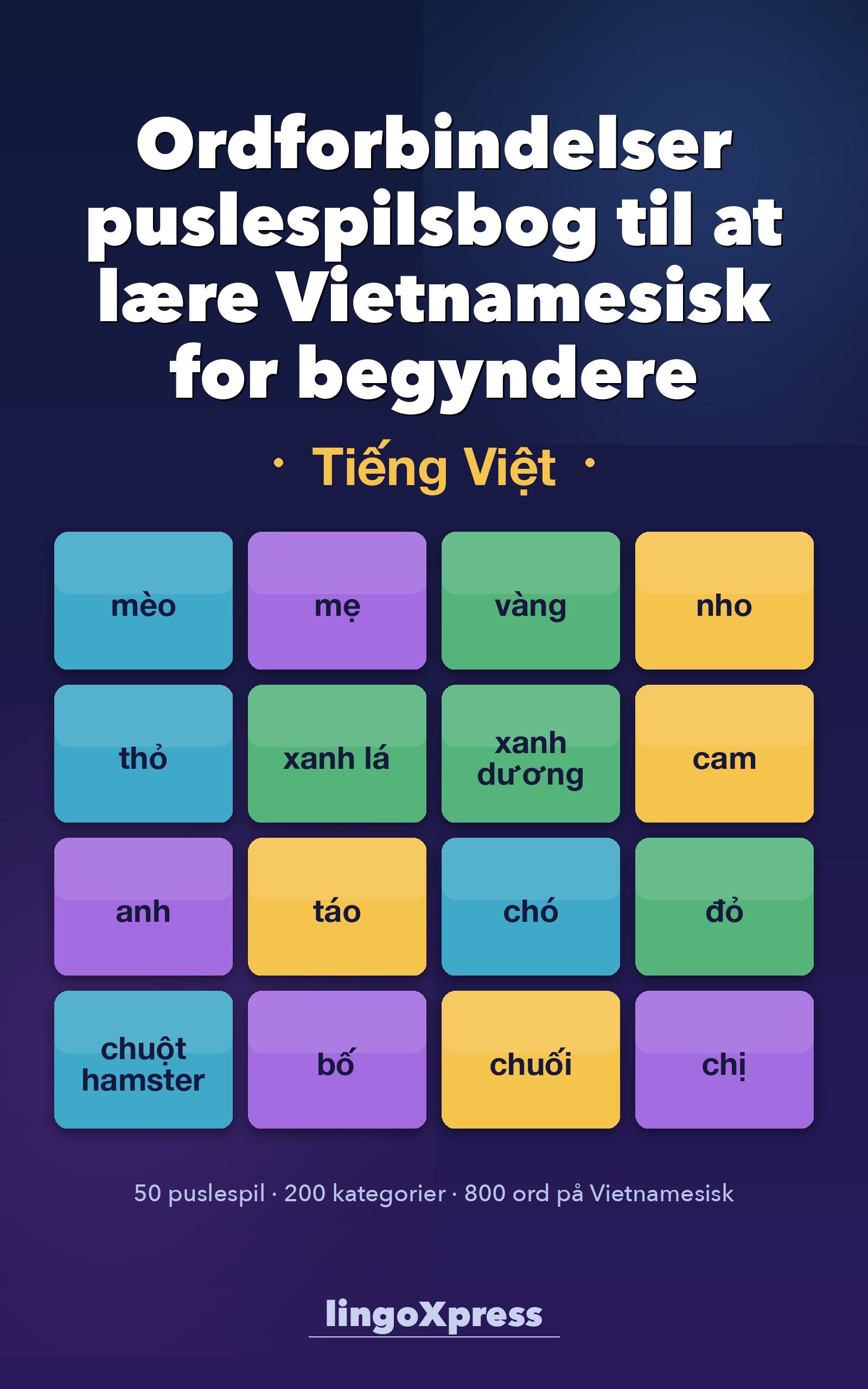 Ordforbindelser puslespilsbog til at lære Vietnamesisk for begyndere