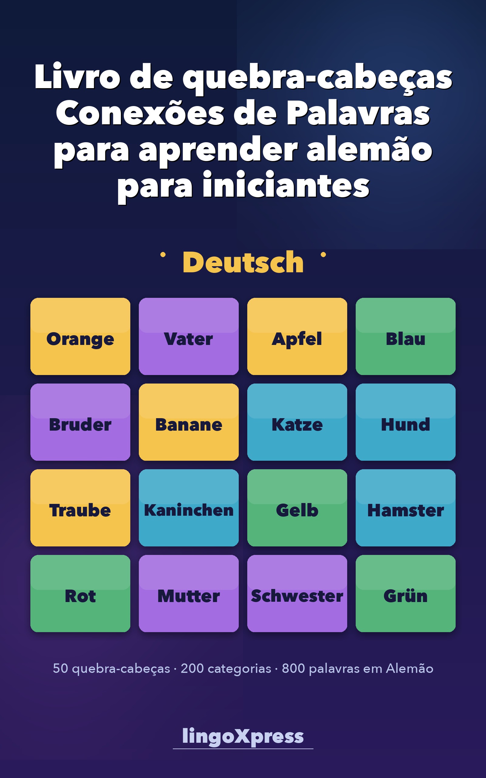 Livro de quebra-cabeças Conexões de Palavras para aprender alemão para iniciantes