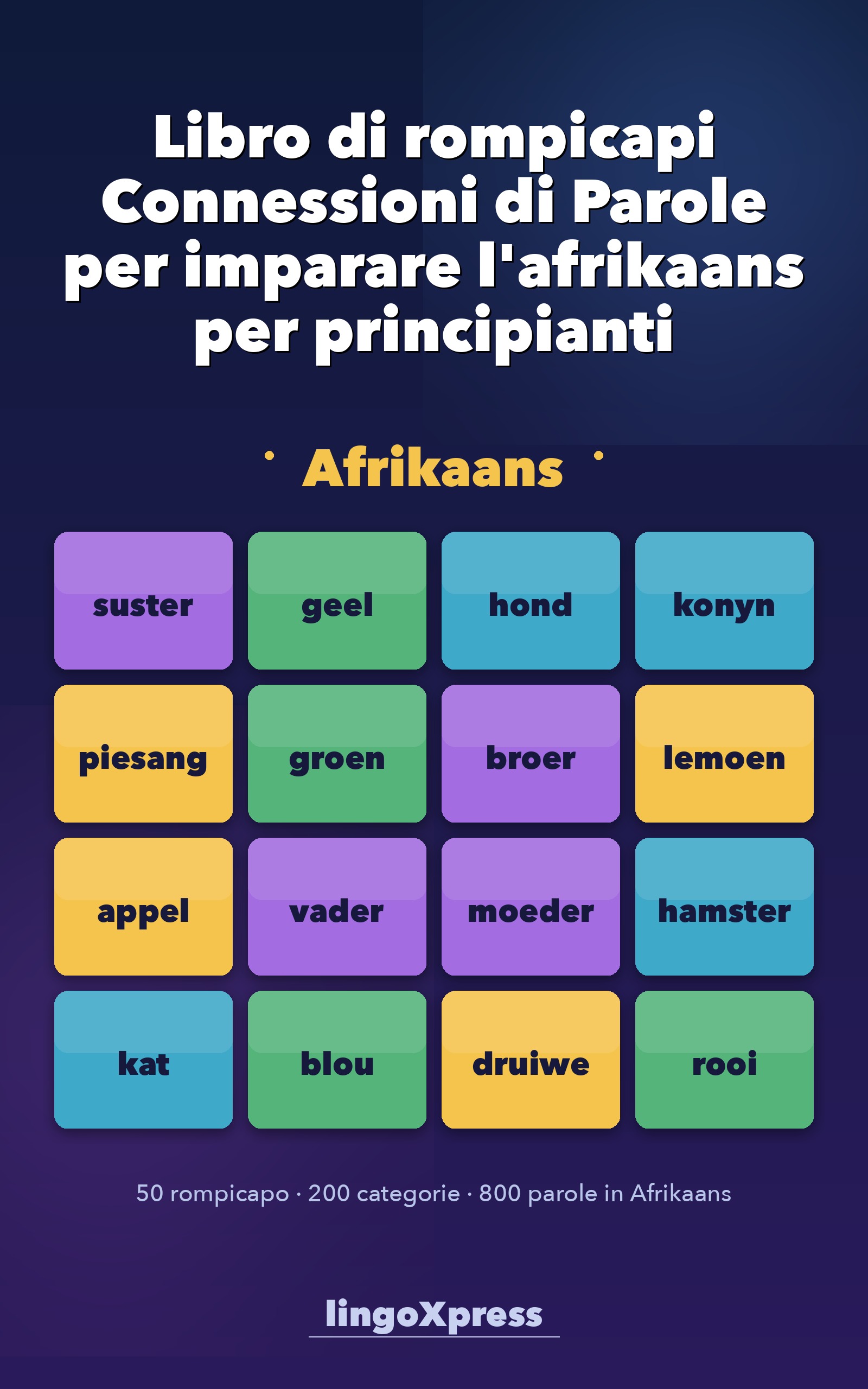 Libro di rompicapi Connessioni di Parole per imparare l'afrikaans per principianti