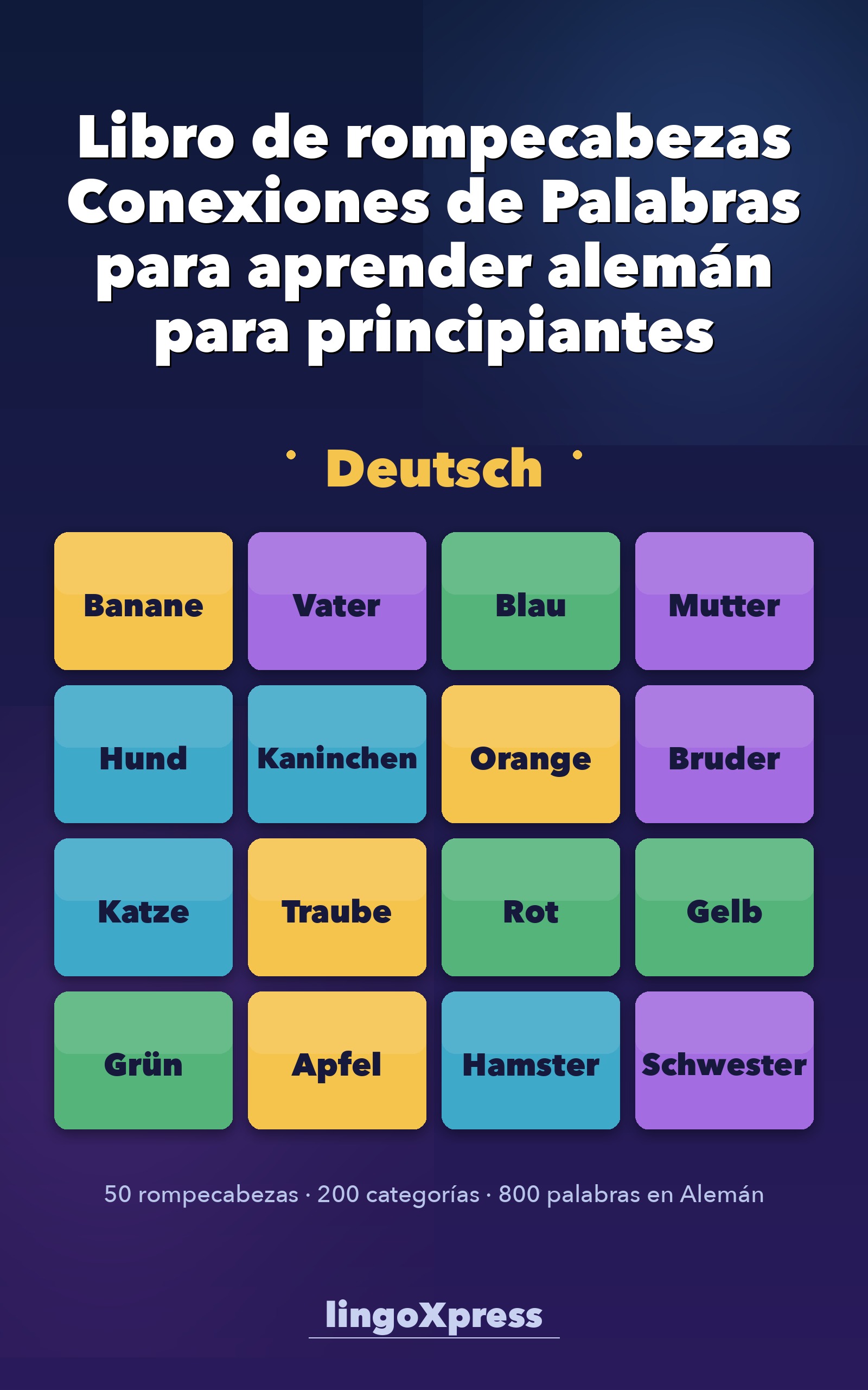 Libro de rompecabezas Conexiones de Palabras para aprender alemán para principiantes