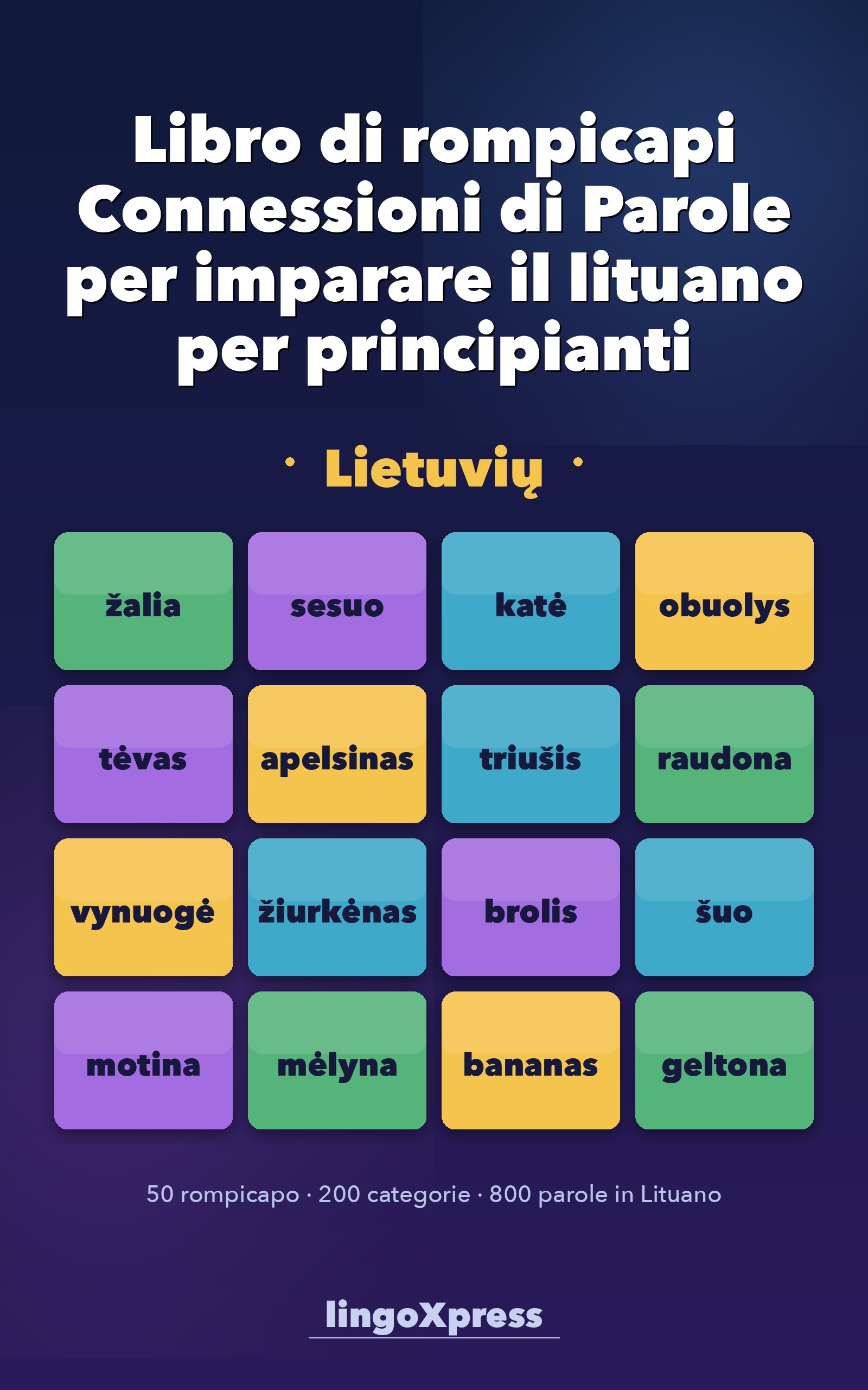 Libro di rompicapi Connessioni di Parole per imparare il lituano per principianti