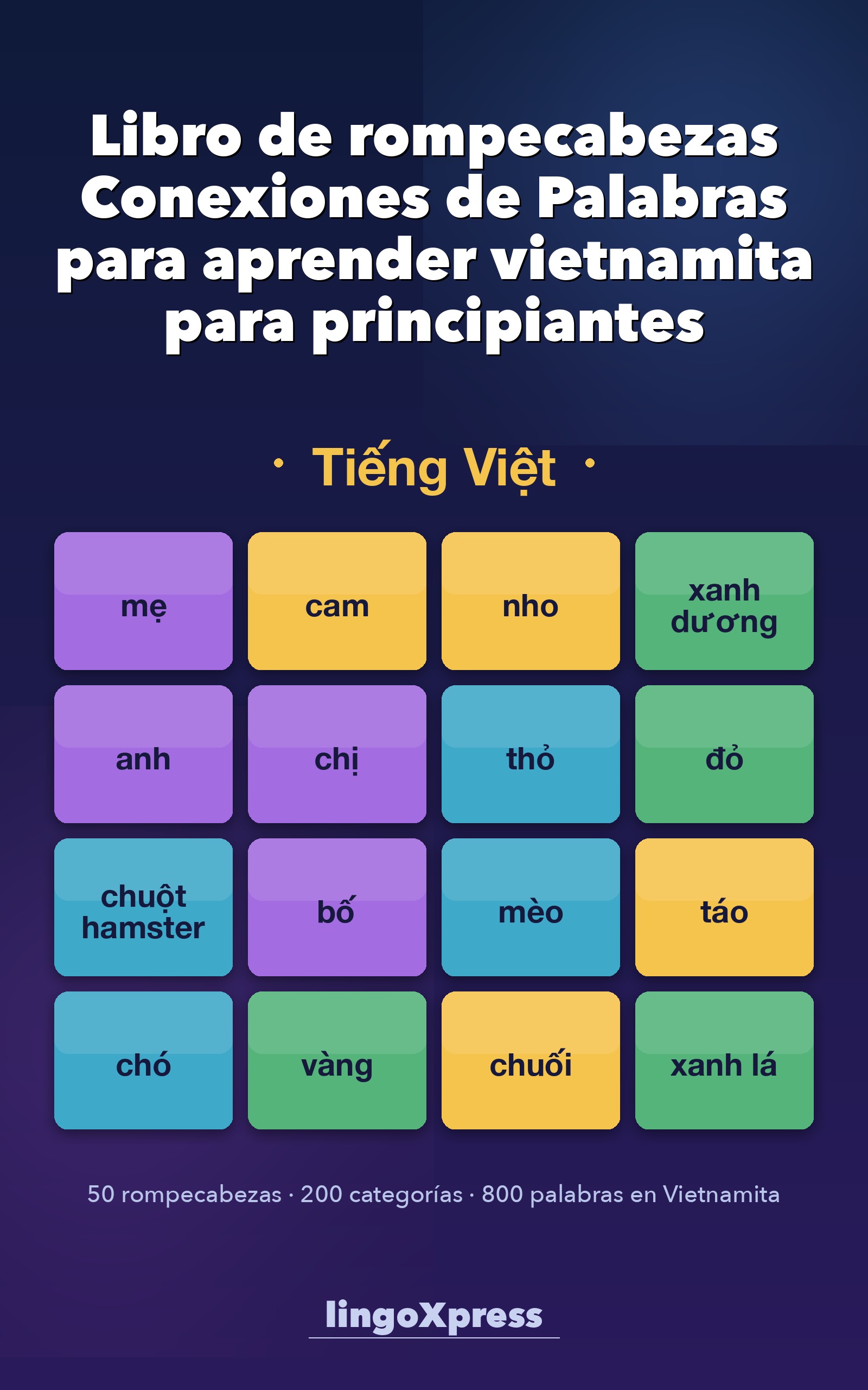 Libro de rompecabezas Conexiones de Palabras para aprender vietnamita para principiantes