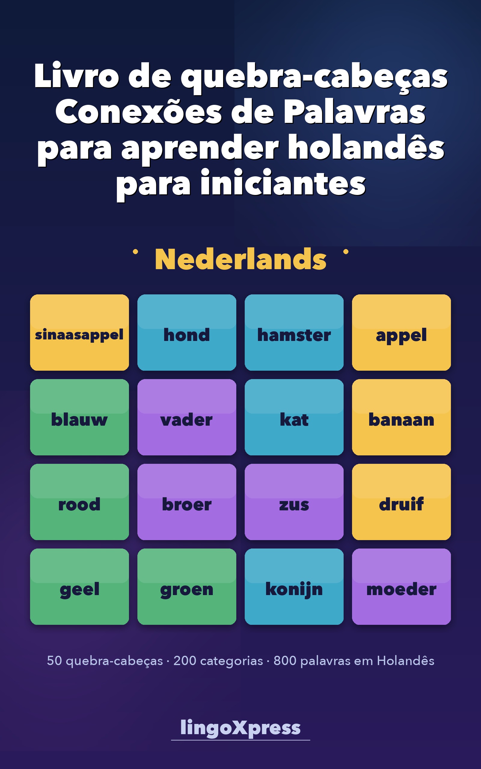 Livro de quebra-cabeças Conexões de Palavras para aprender holandês para iniciantes