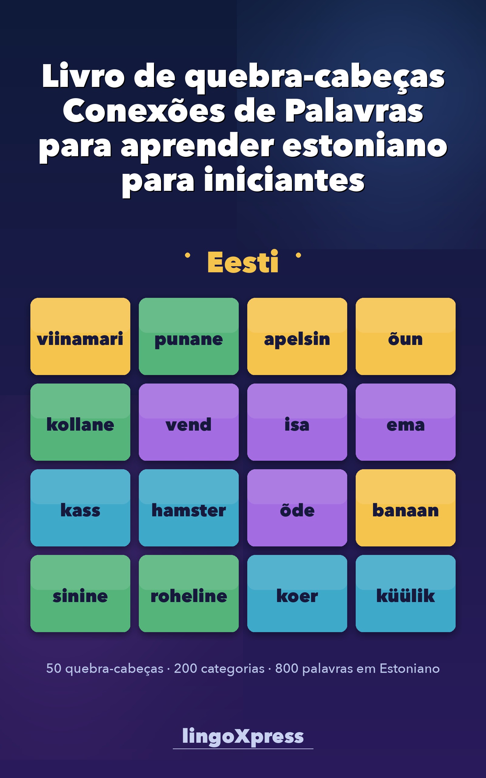 Livro de quebra-cabeças Conexões de Palavras para aprender estoniano para iniciantes