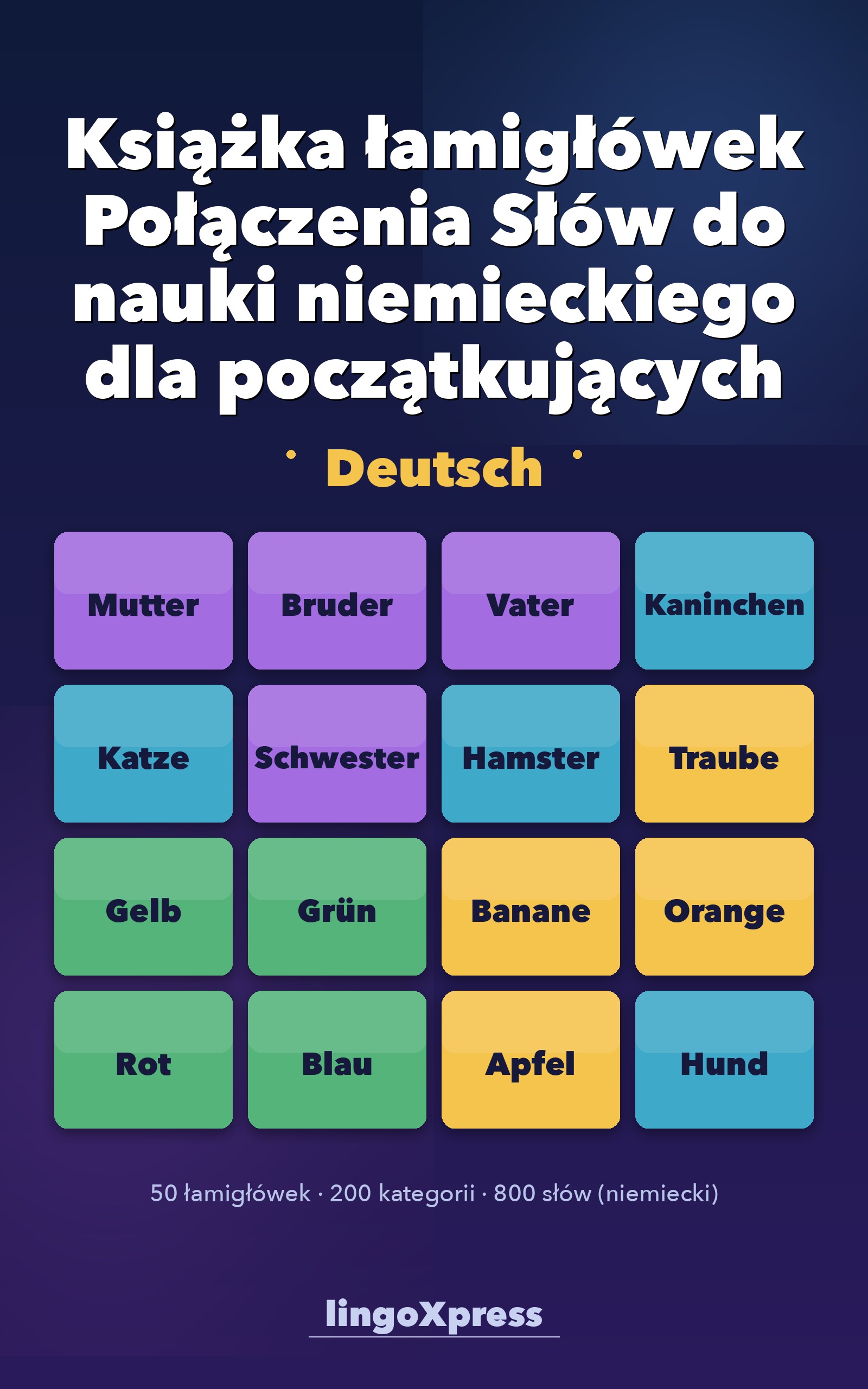 Książka łamigłówek Połączenia Słów do nauki niemieckiego dla początkujących