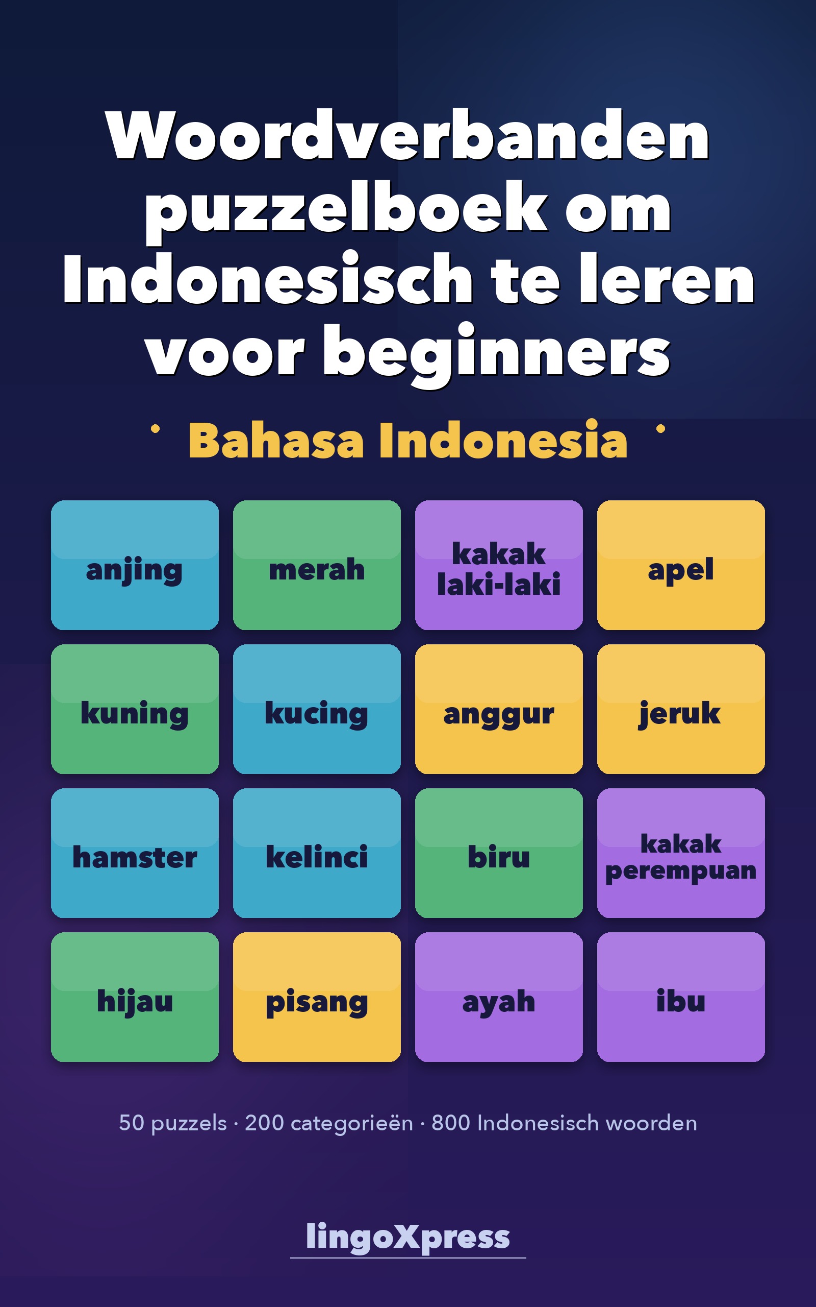 Woordverbanden puzzelboek om Indonesisch te leren voor beginners