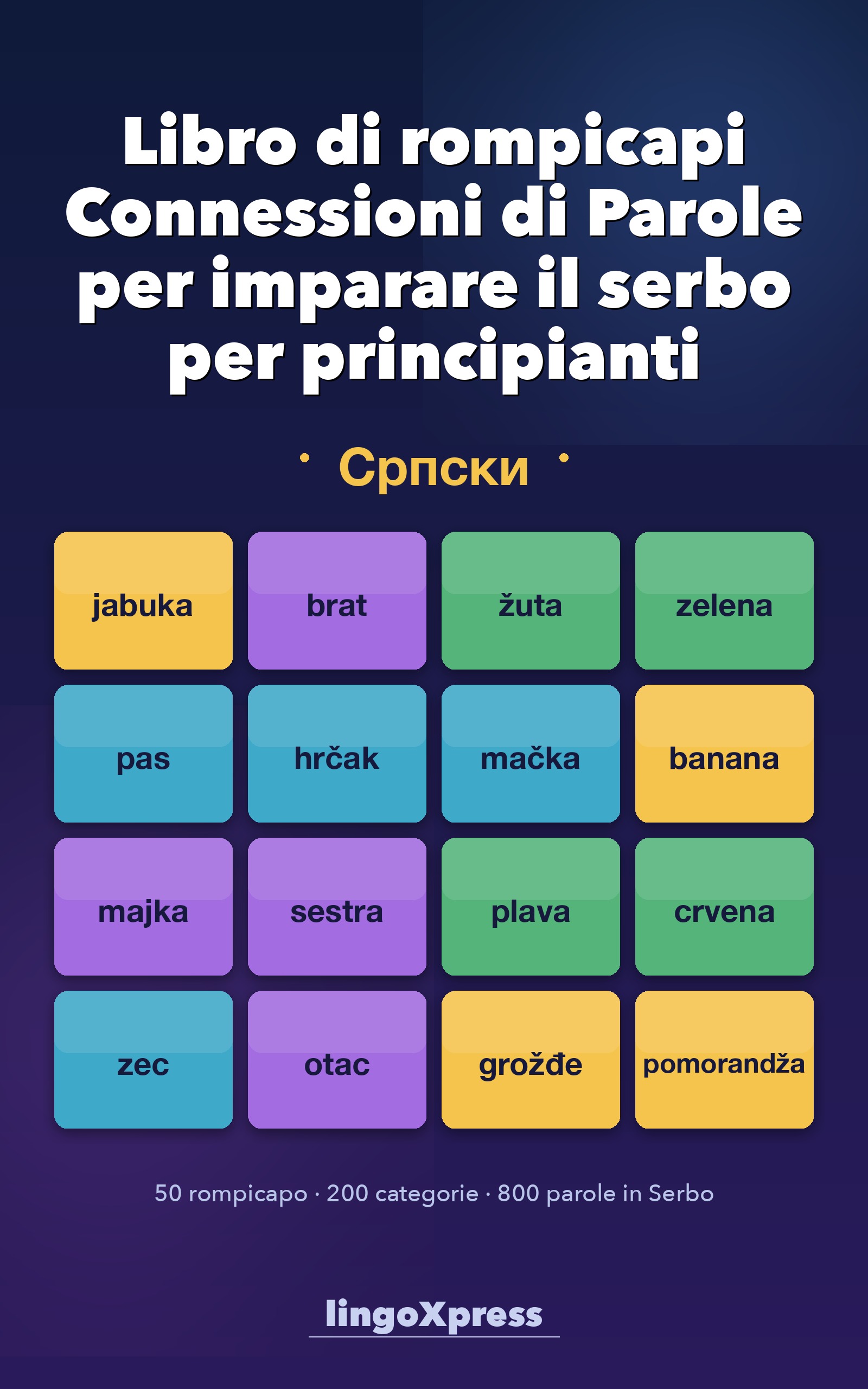 Libro di rompicapi Connessioni di Parole per imparare il serbo per principianti