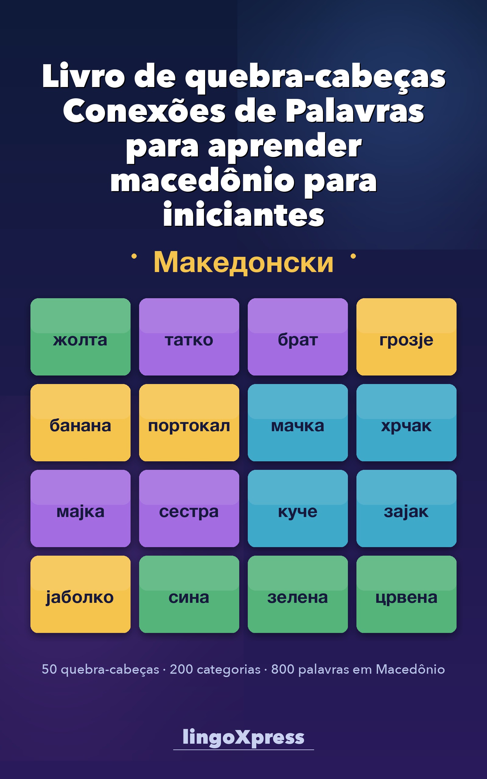 Livro de quebra-cabeças Conexões de Palavras para aprender macedônio para iniciantes