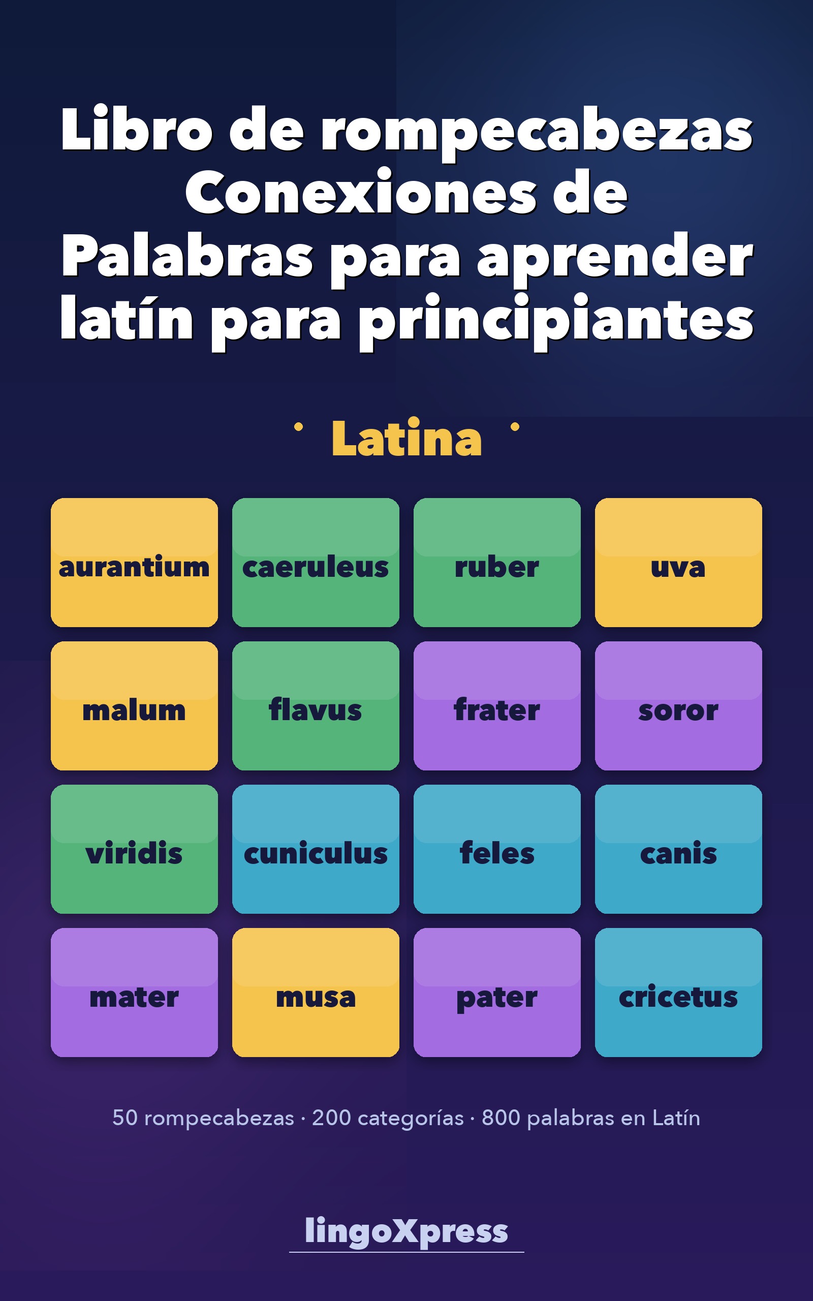 Libro de rompecabezas Conexiones de Palabras para aprender latín para principiantes