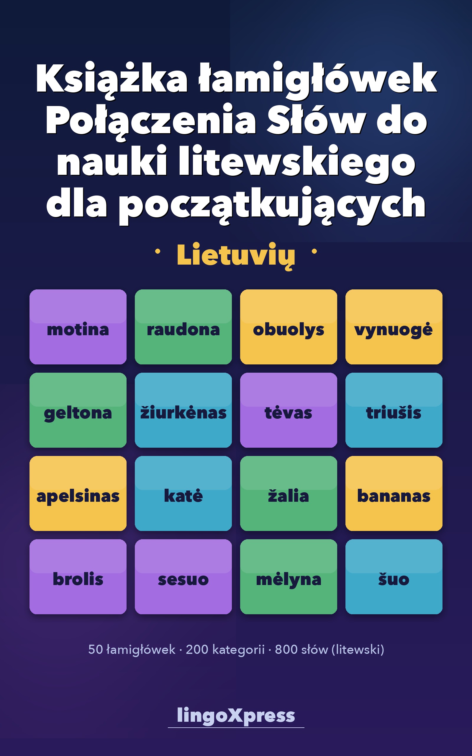 Książka łamigłówek Połączenia Słów do nauki litewskiego dla początkujących