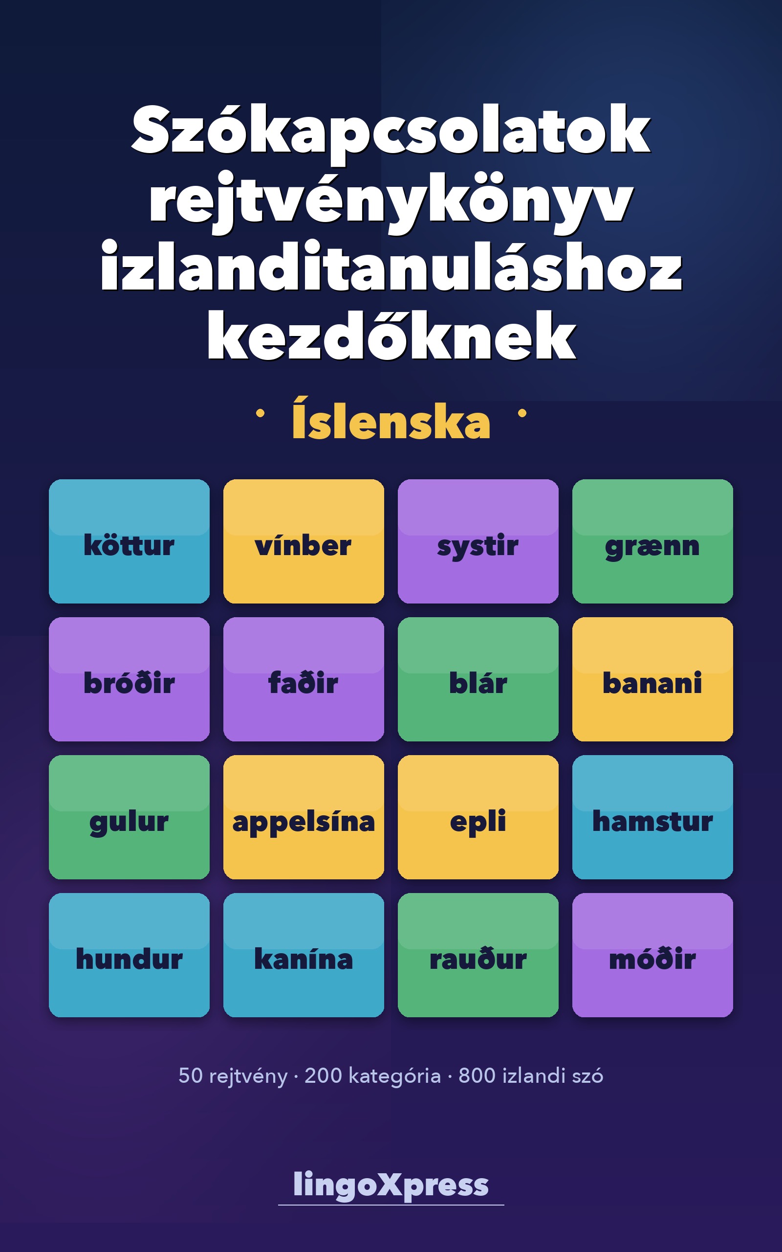 Szókapcsolatok rejtvénykönyv izlanditanuláshoz kezdőknek