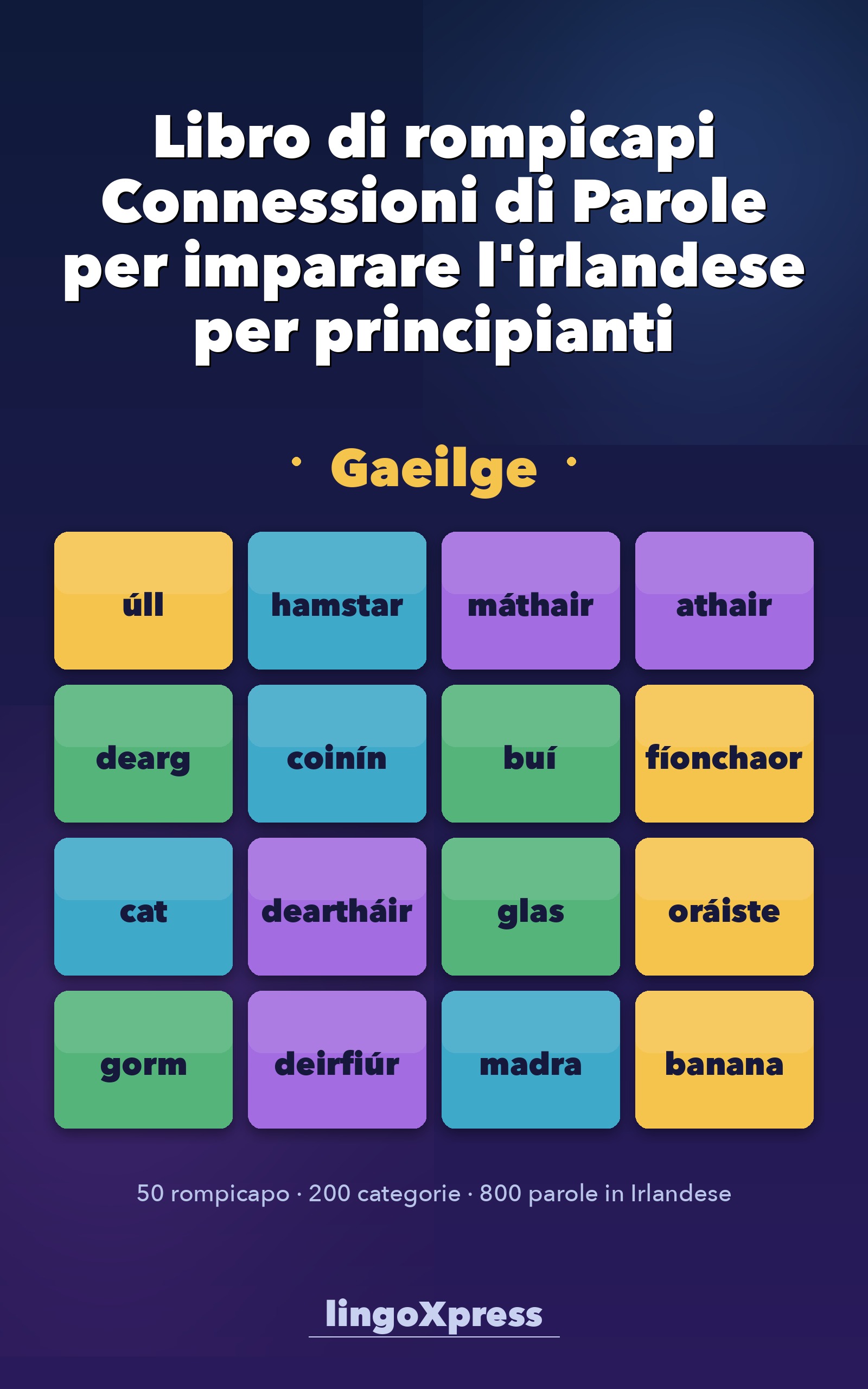 Libro di rompicapi Connessioni di Parole per imparare l'irlandese per principianti