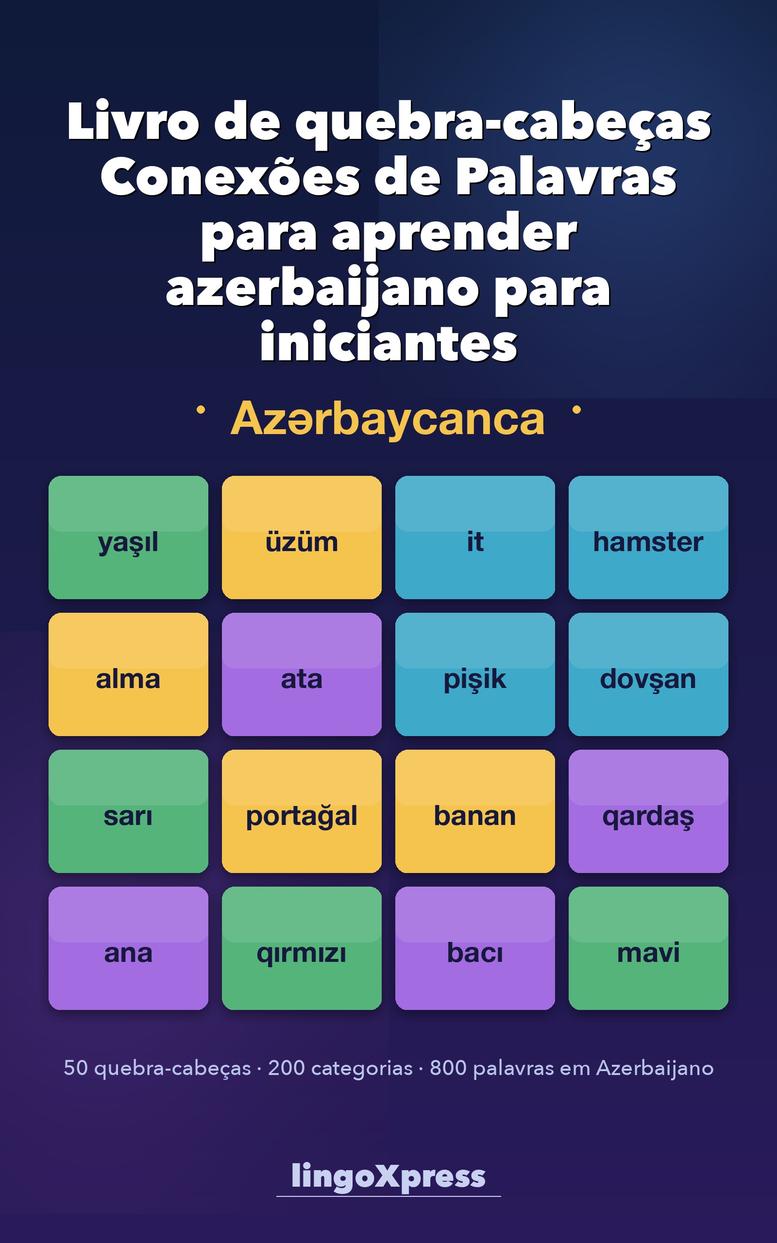 Livro de quebra-cabeças Conexões de Palavras para aprender azerbaijano para iniciantes