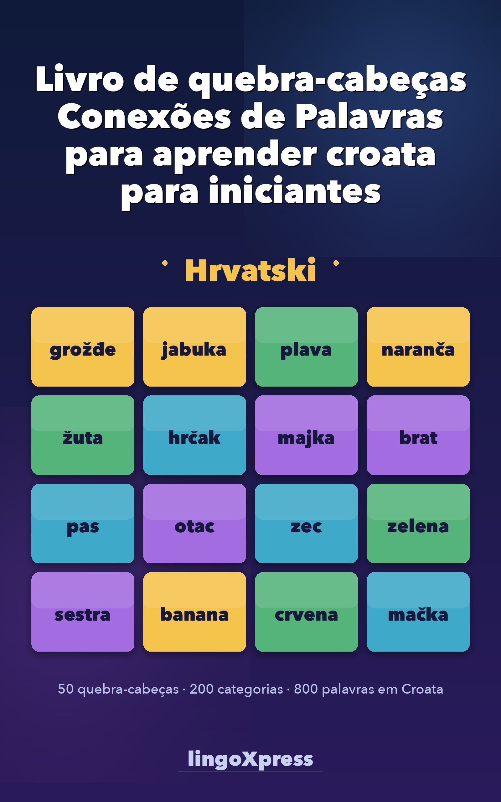 Livro de quebra-cabeças Conexões de Palavras para aprender croata para iniciantes
