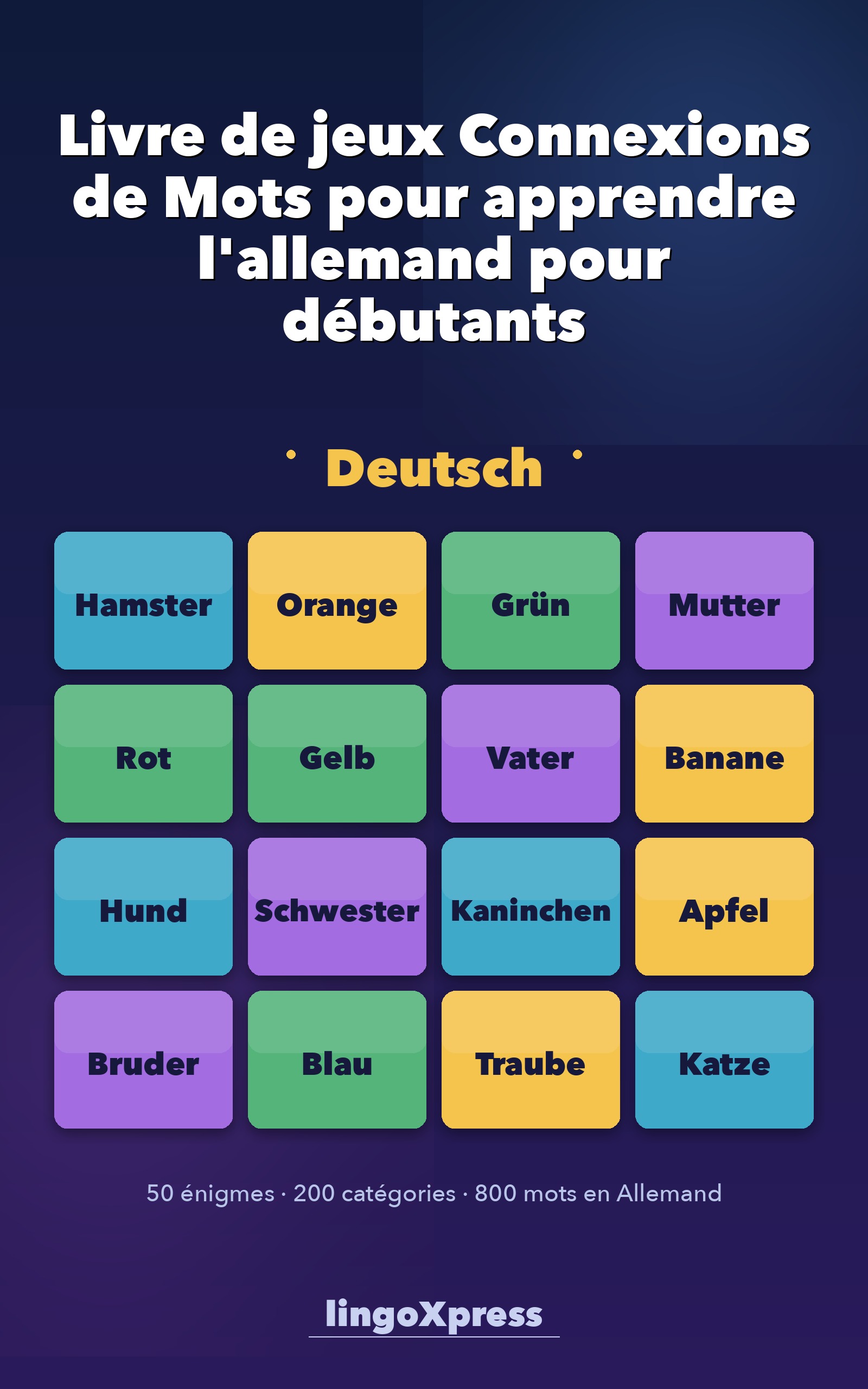 Livre de jeux Connexions de Mots pour apprendre l'allemand pour débutants