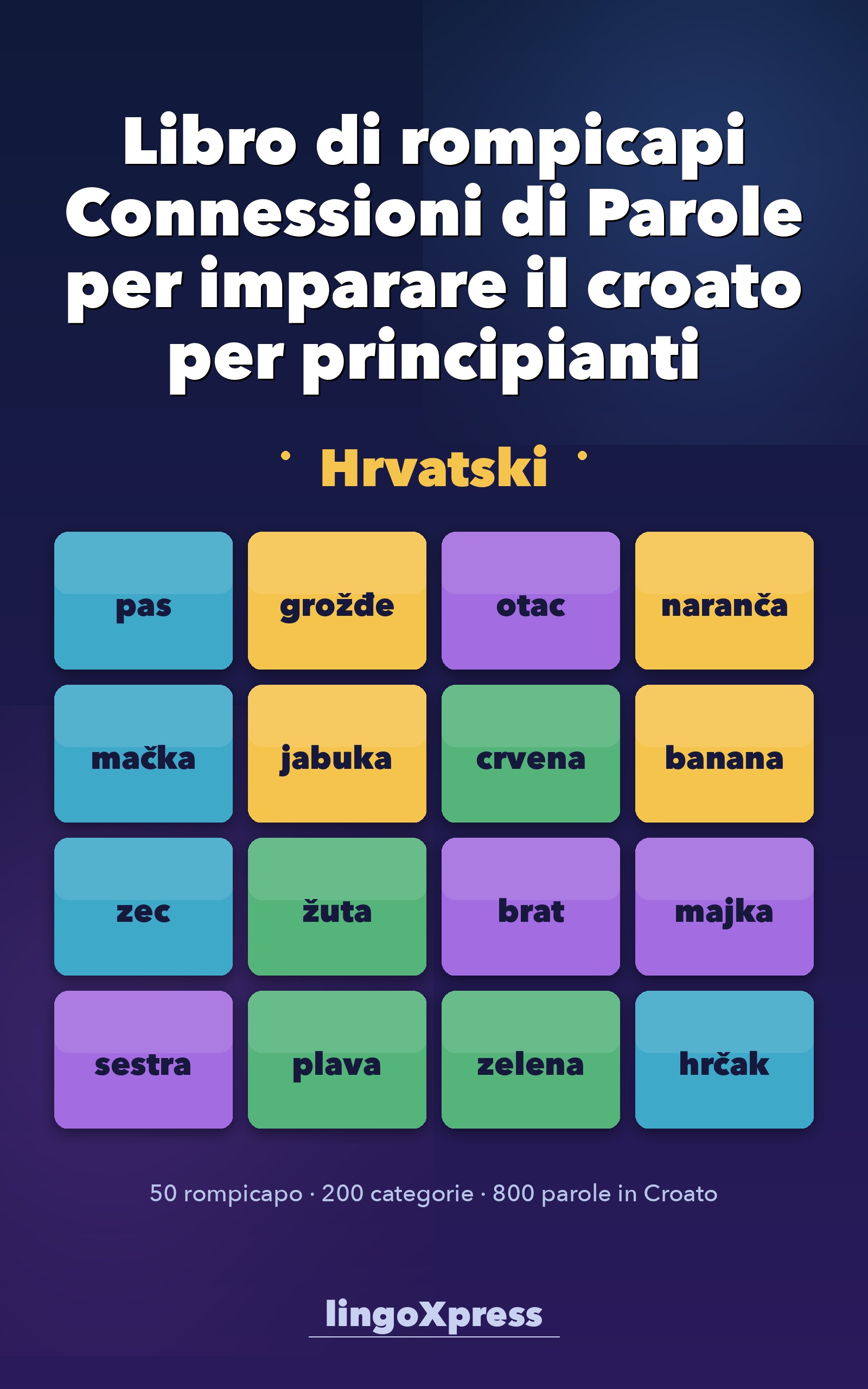 Libro di rompicapi Connessioni di Parole per imparare il croato per principianti