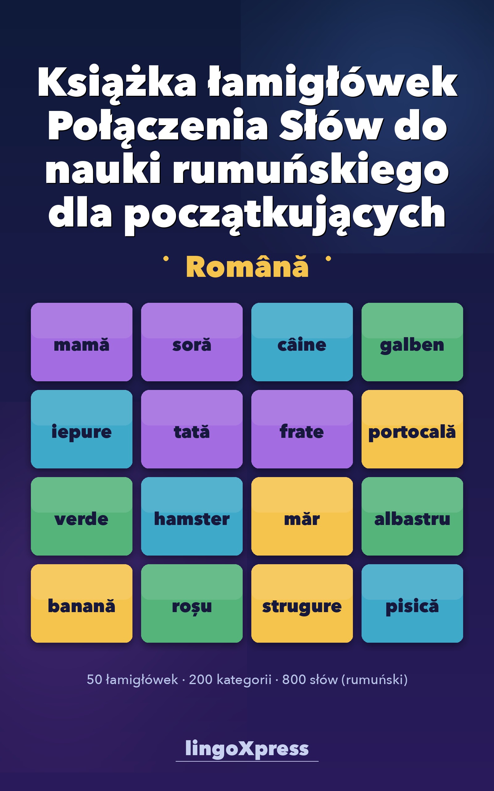 Książka łamigłówek Połączenia Słów do nauki rumuńskiego dla początkujących