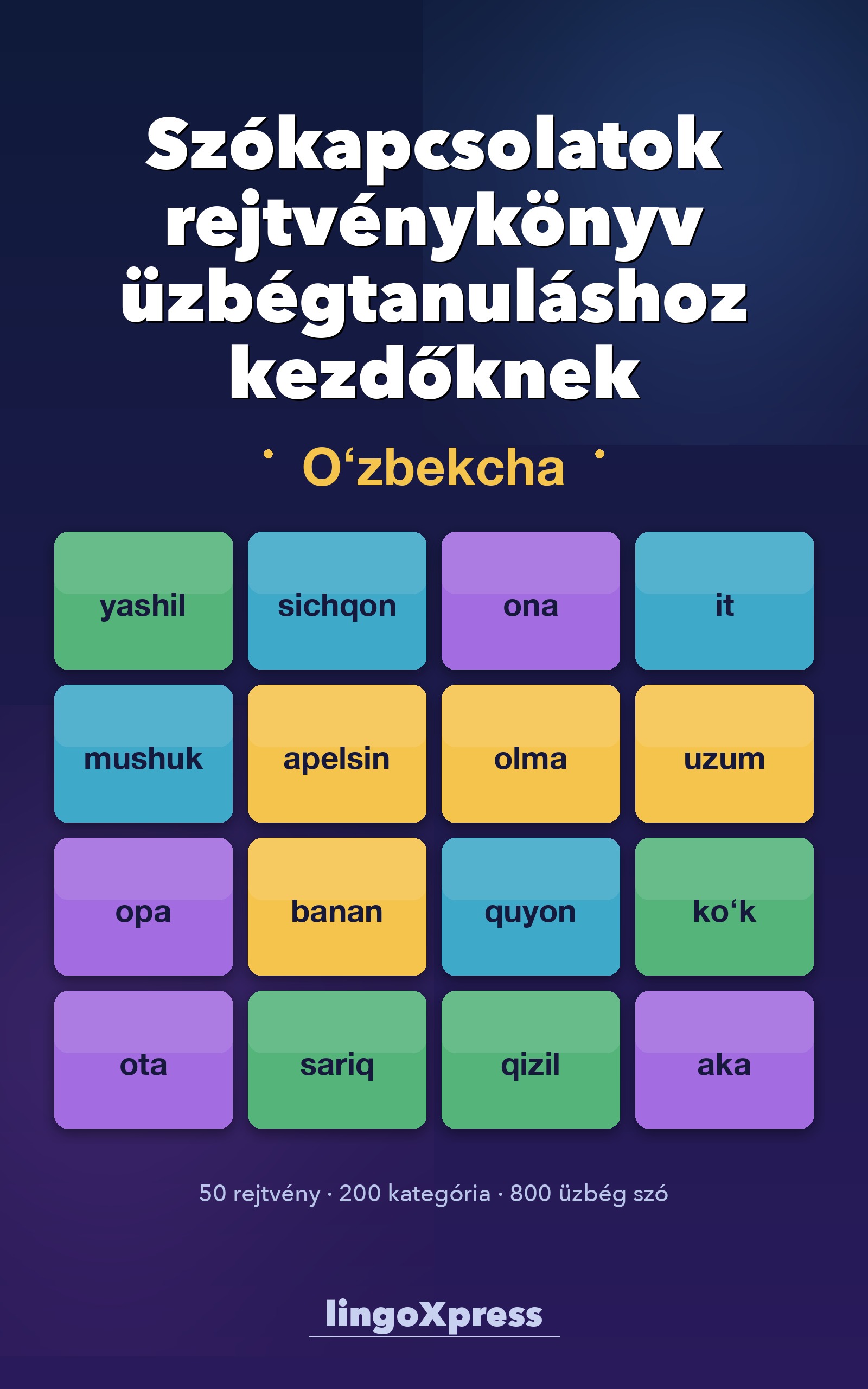 Szókapcsolatok rejtvénykönyv üzbégtanuláshoz kezdőknek