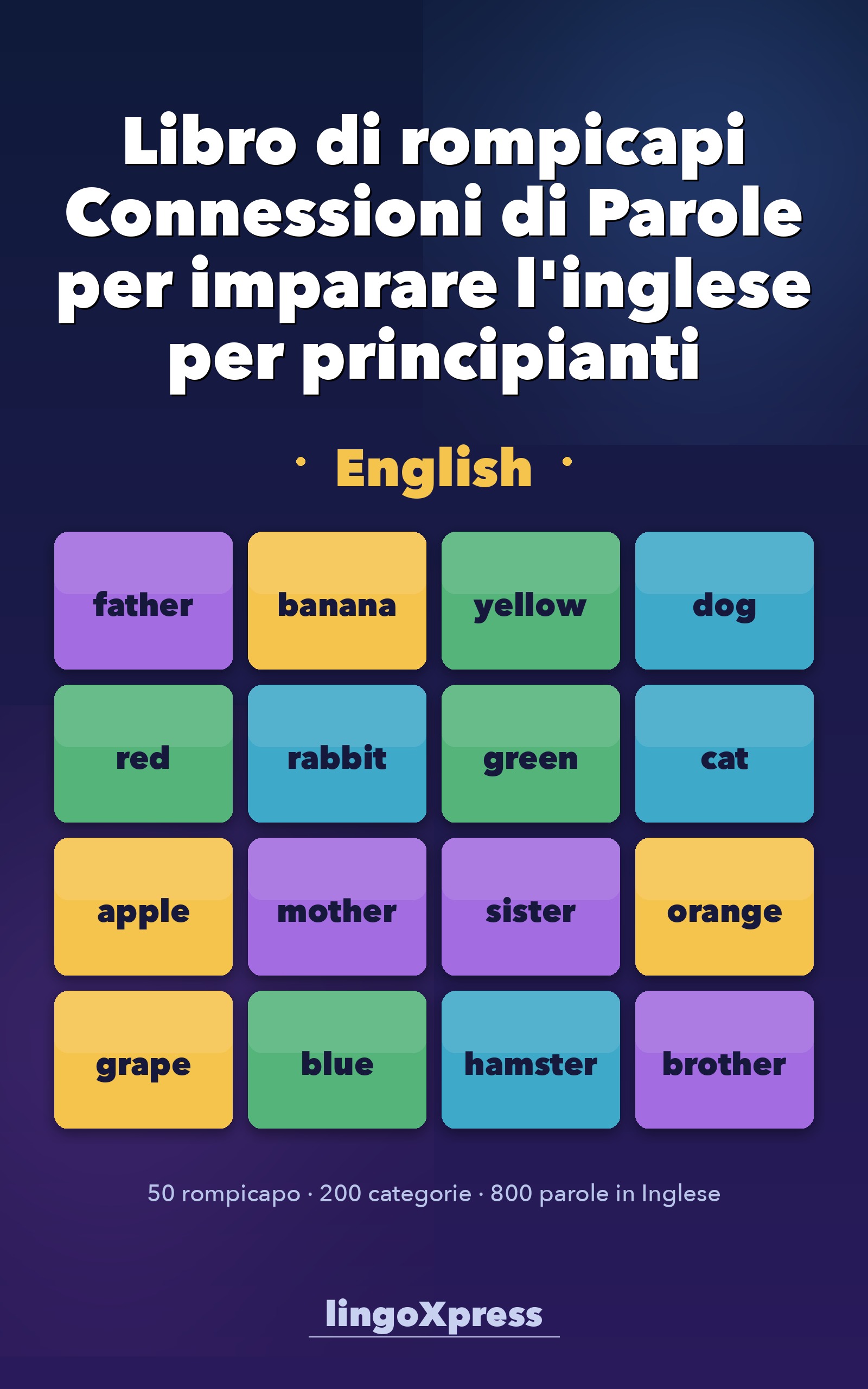 Libro di rompicapi Connessioni di Parole per imparare l'inglese per principianti