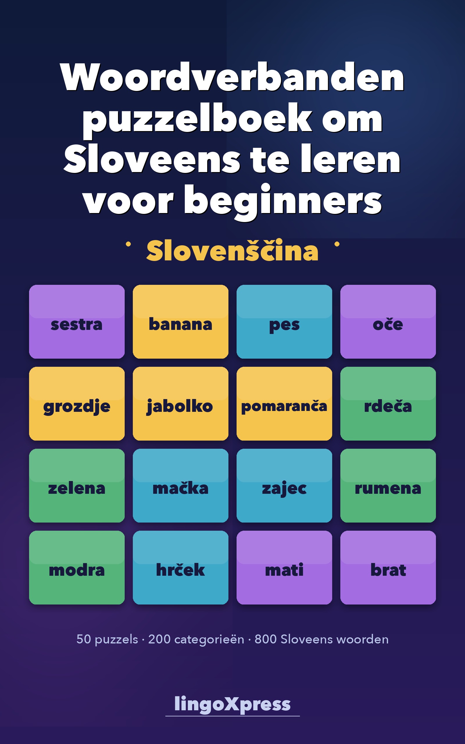 Woordverbanden puzzelboek om Sloveens te leren voor beginners