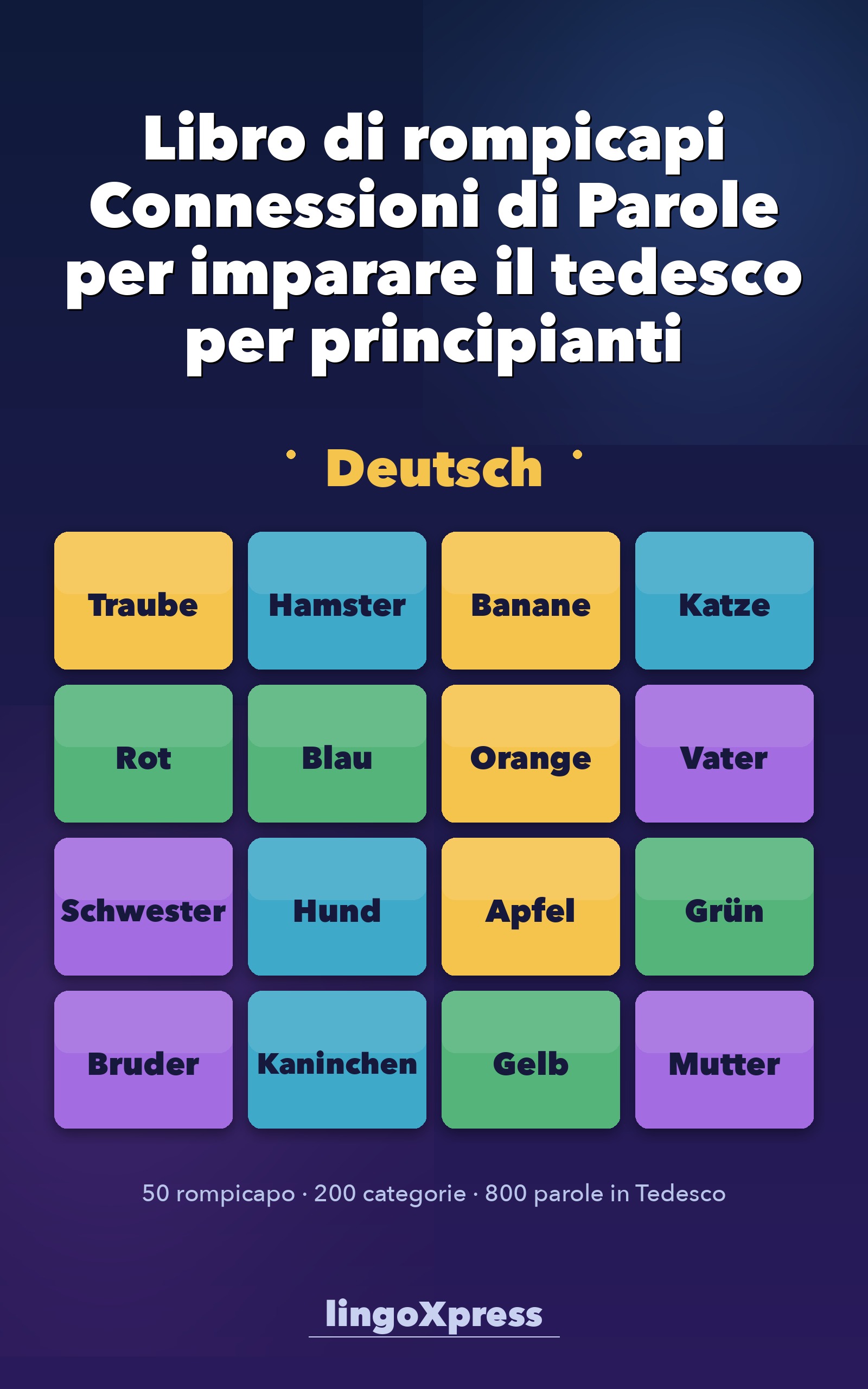 Libro di rompicapi Connessioni di Parole per imparare il tedesco per principianti