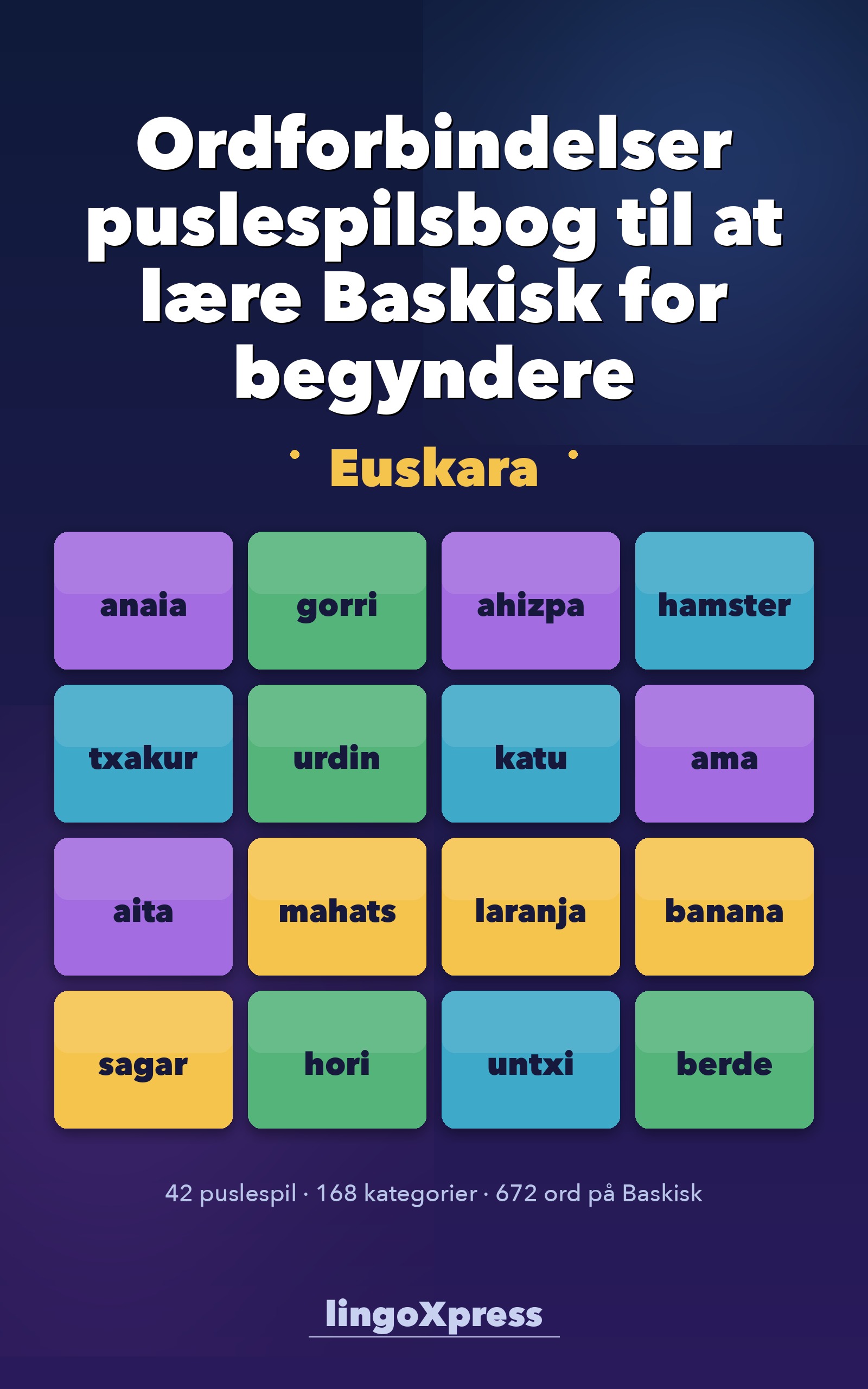 Ordforbindelser puslespilsbog til at lære Baskisk for begyndere