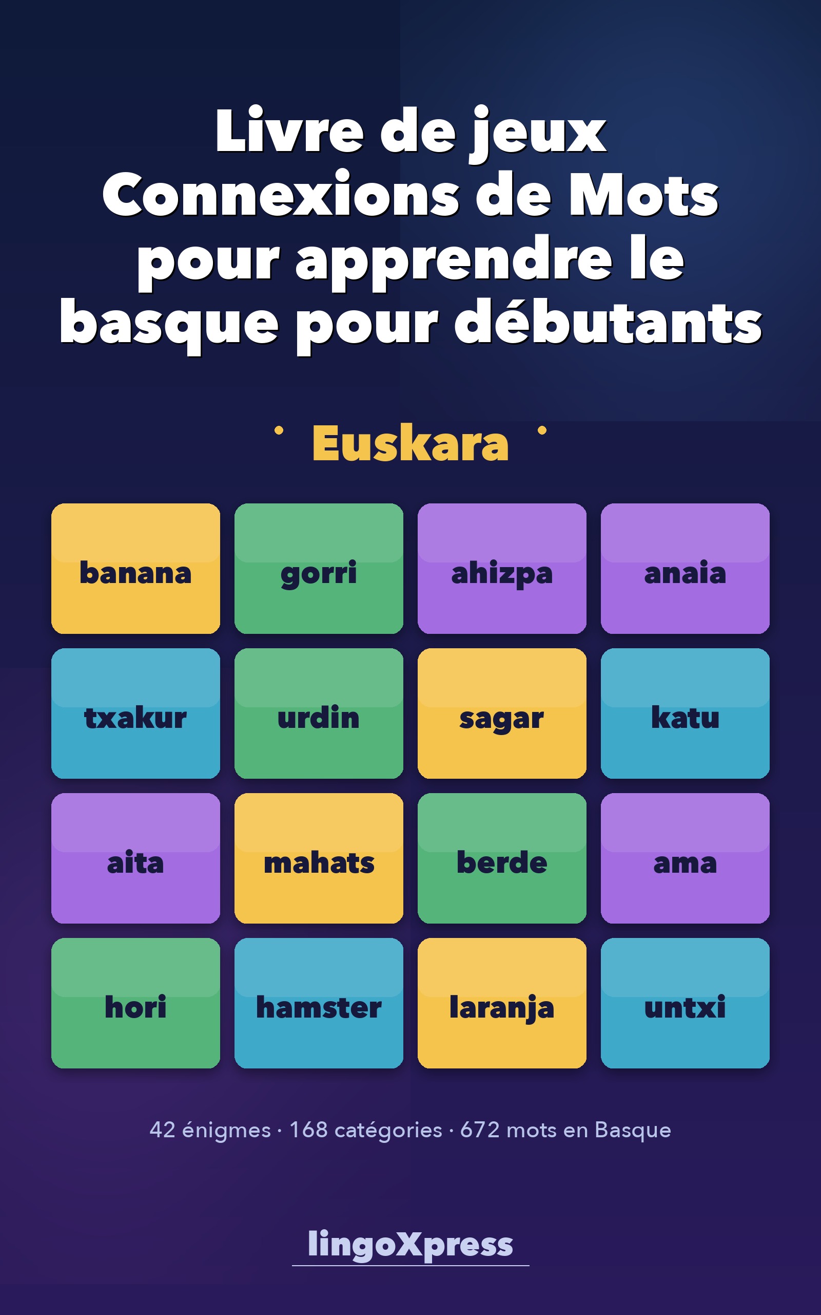 Livre de jeux Connexions de Mots pour apprendre le basque pour débutants