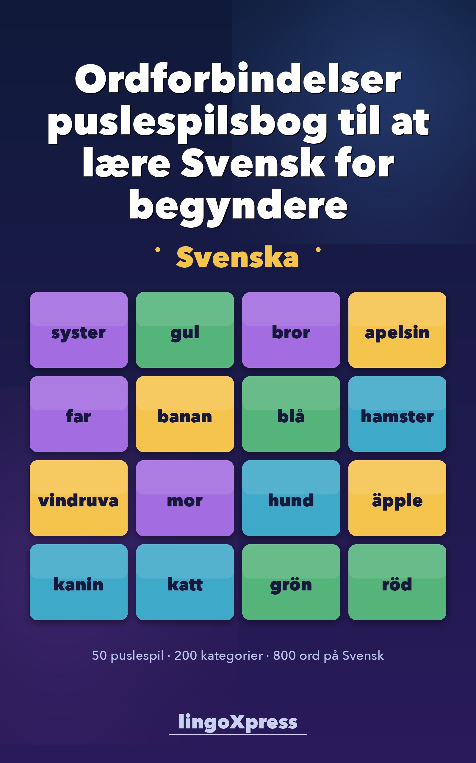 Ordforbindelser puslespilsbog til at lære Svensk for begyndere