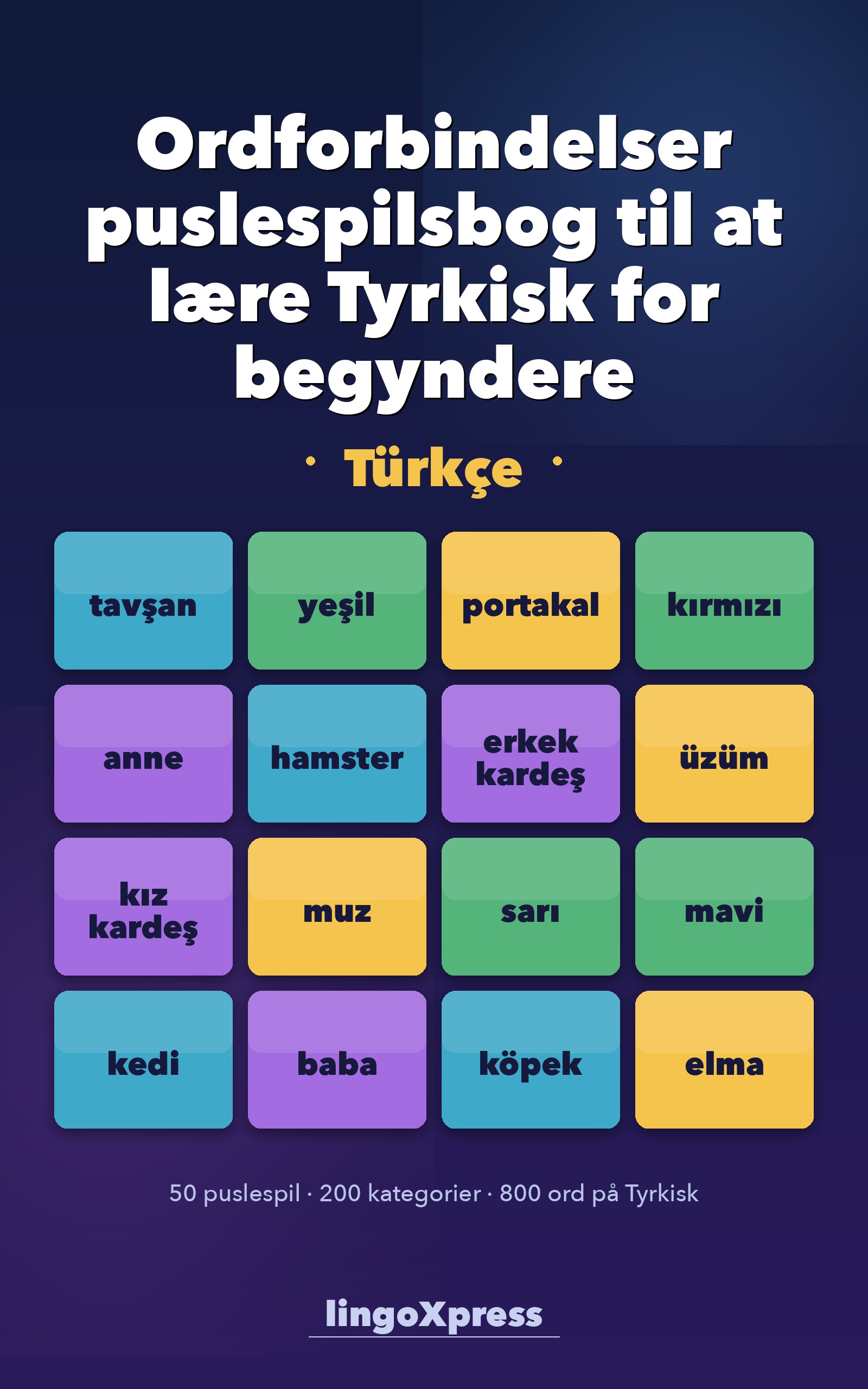 Ordforbindelser puslespilsbog til at lære Tyrkisk for begyndere