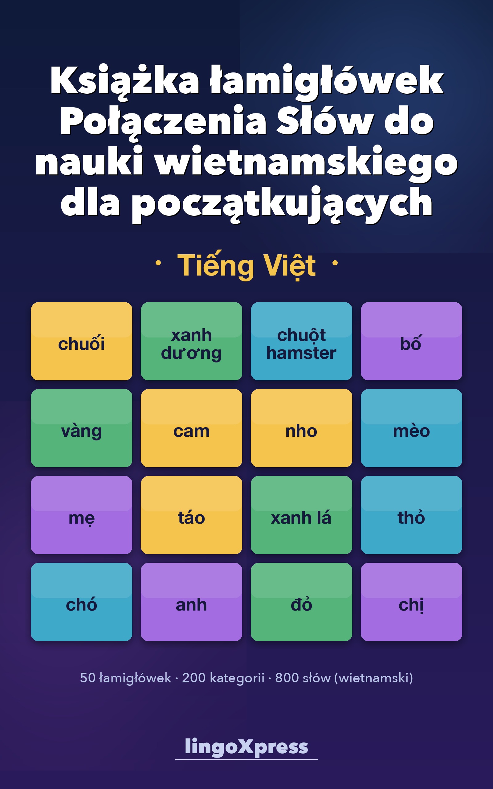 Książka łamigłówek Połączenia Słów do nauki wietnamskiego dla początkujących