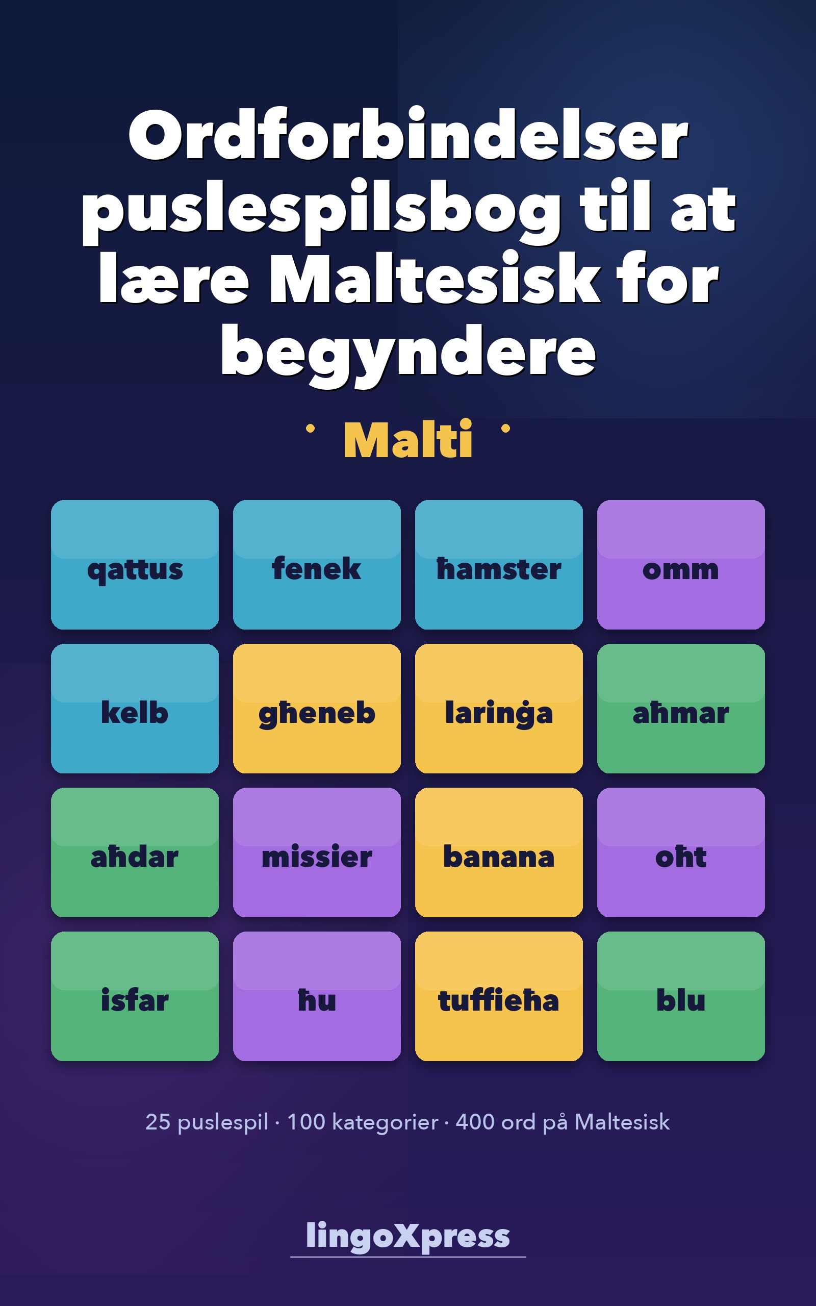 Ordforbindelser puslespilsbog til at lære Maltesisk for begyndere