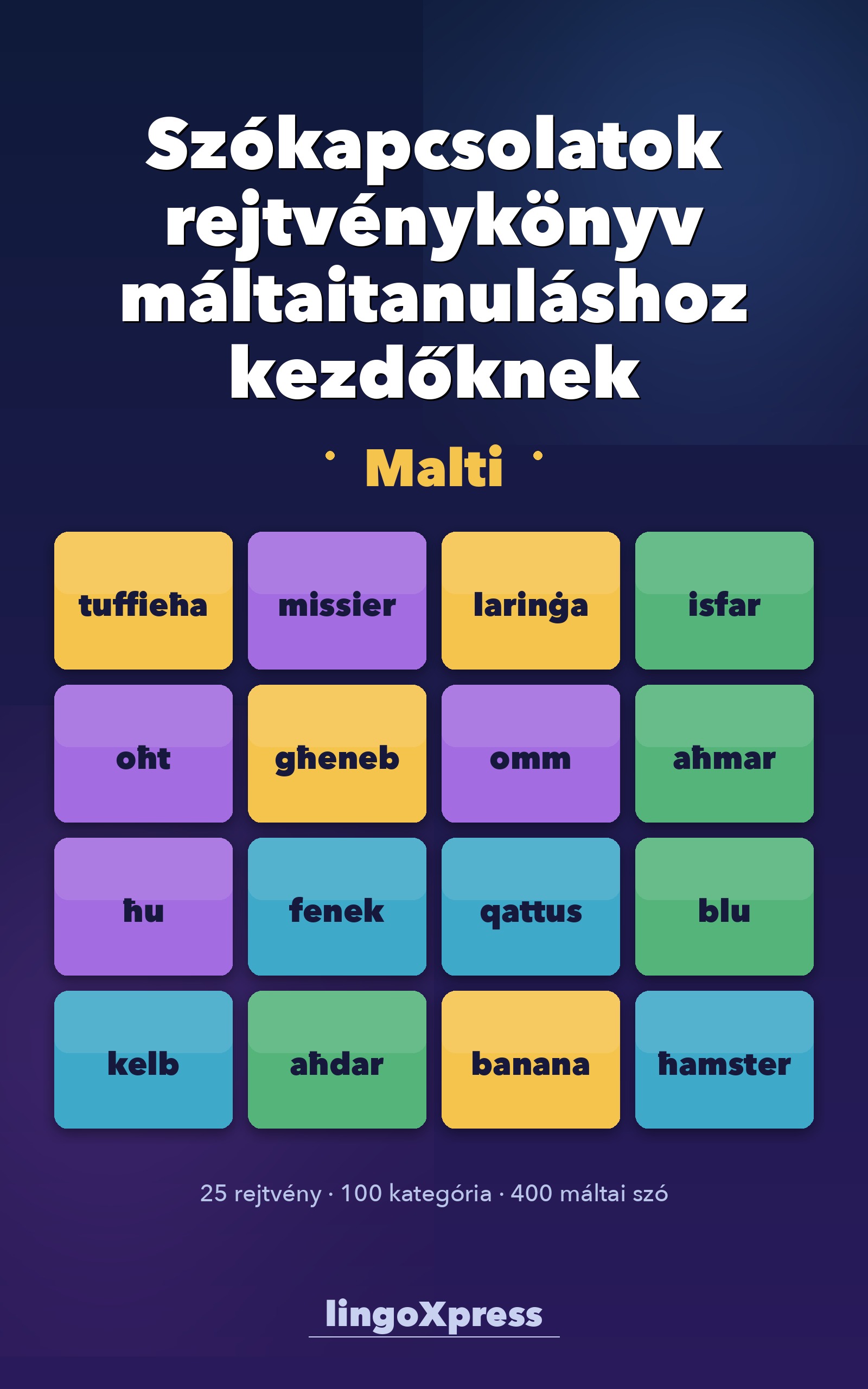 Szókapcsolatok rejtvénykönyv máltaitanuláshoz kezdőknek