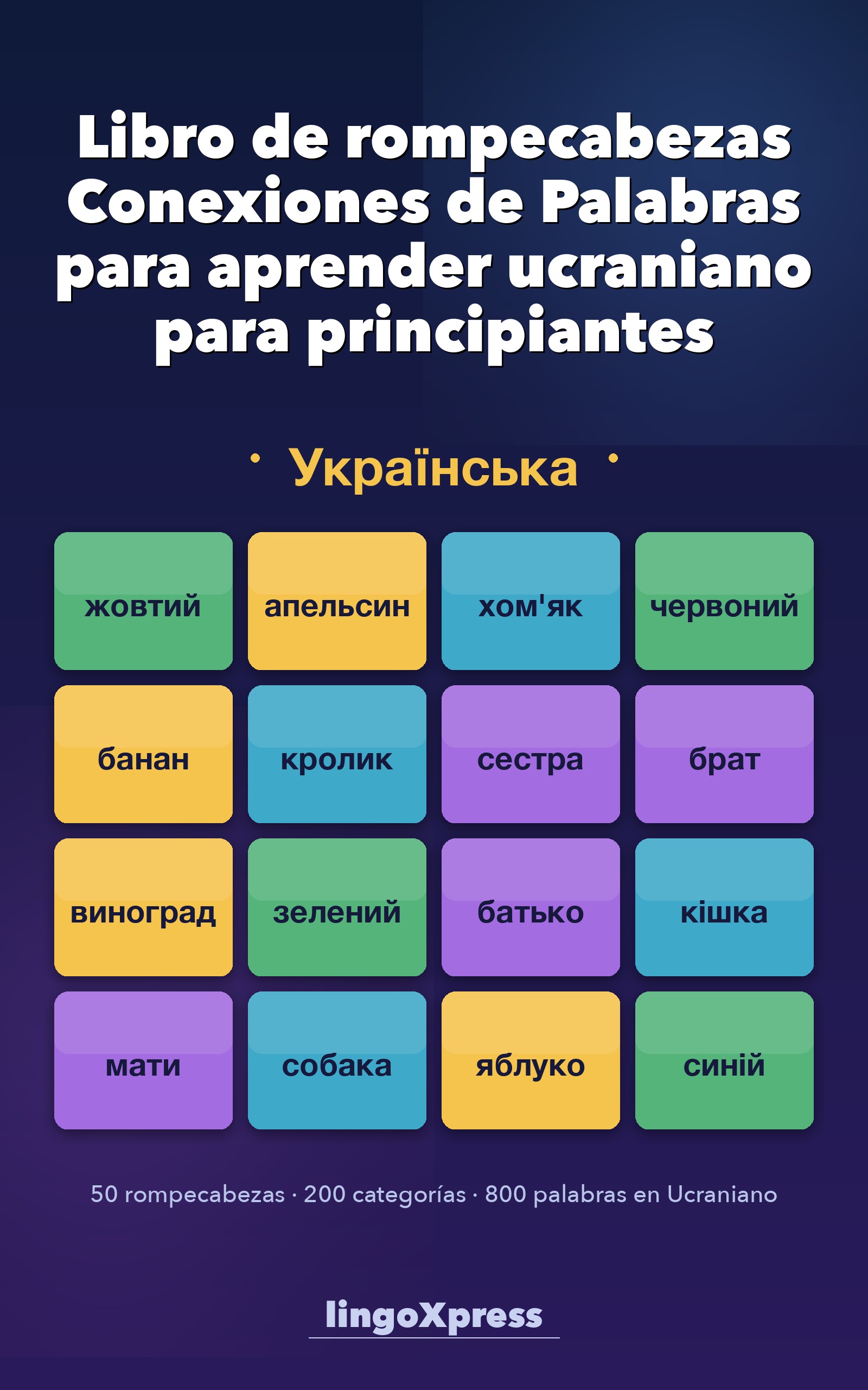 Libro de rompecabezas Conexiones de Palabras para aprender ucraniano para principiantes