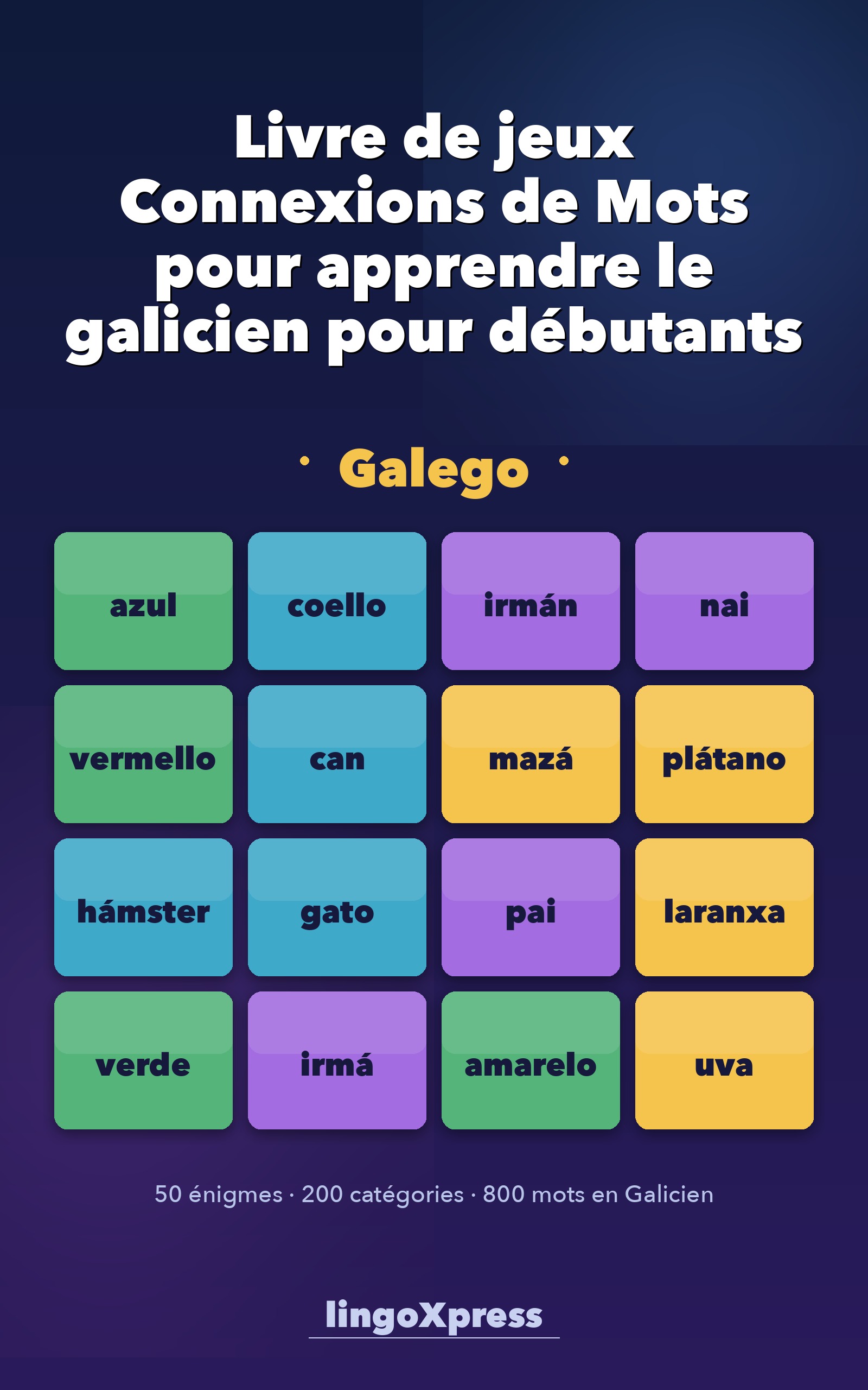 Livre de jeux Connexions de Mots pour apprendre le galicien pour débutants