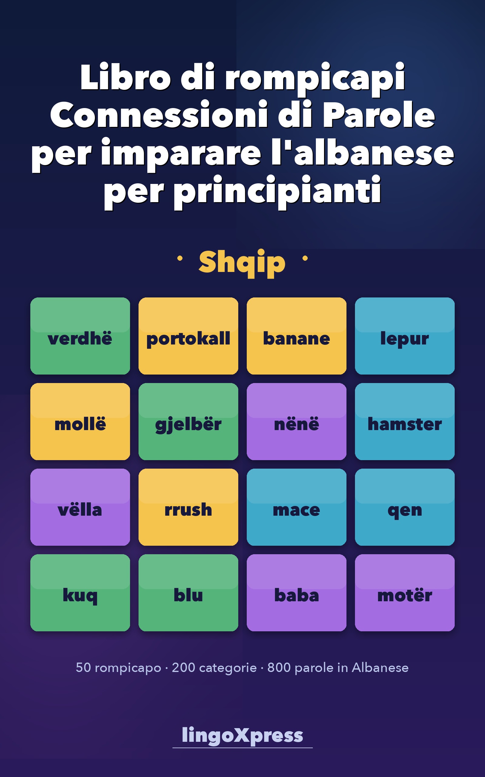 Libro di rompicapi Connessioni di Parole per imparare l'albanese per principianti