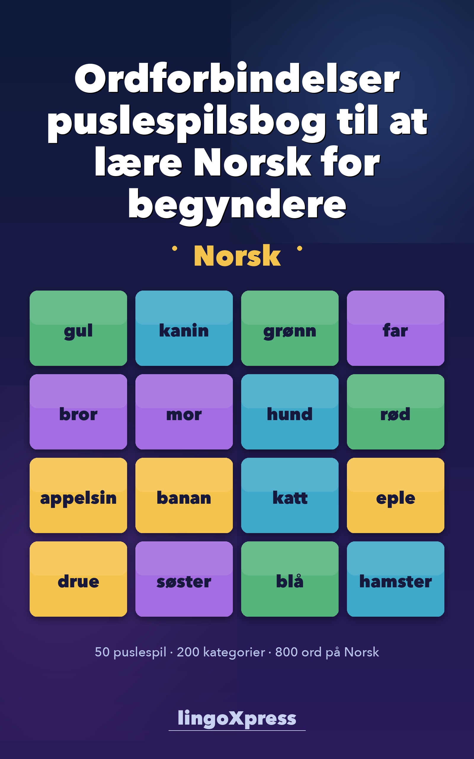 Ordforbindelser puslespilsbog til at lære Norsk for begyndere